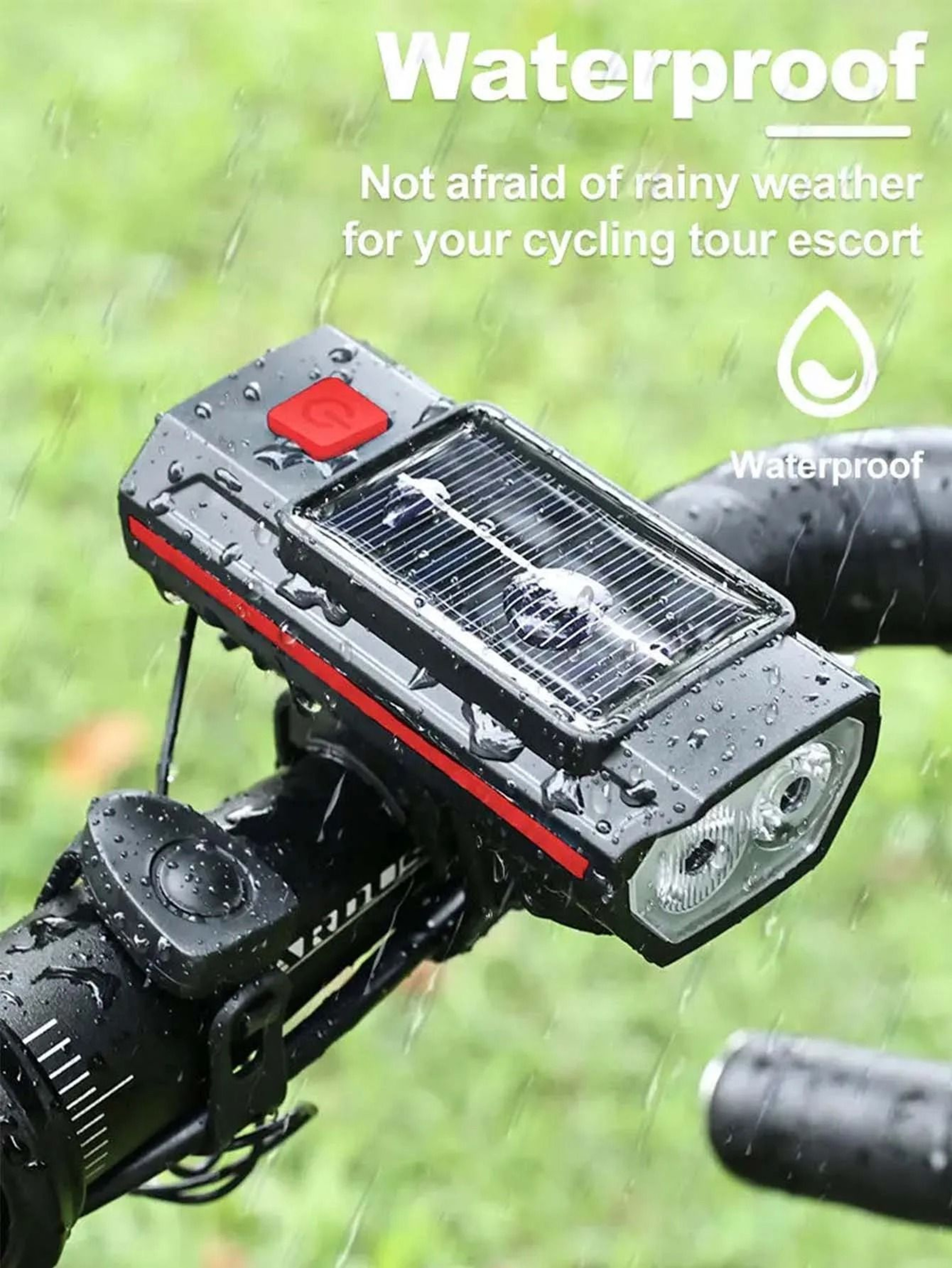 Solar Bicycle Front Light With Horn Type C Rechargeable Safety Bike Lamp 4