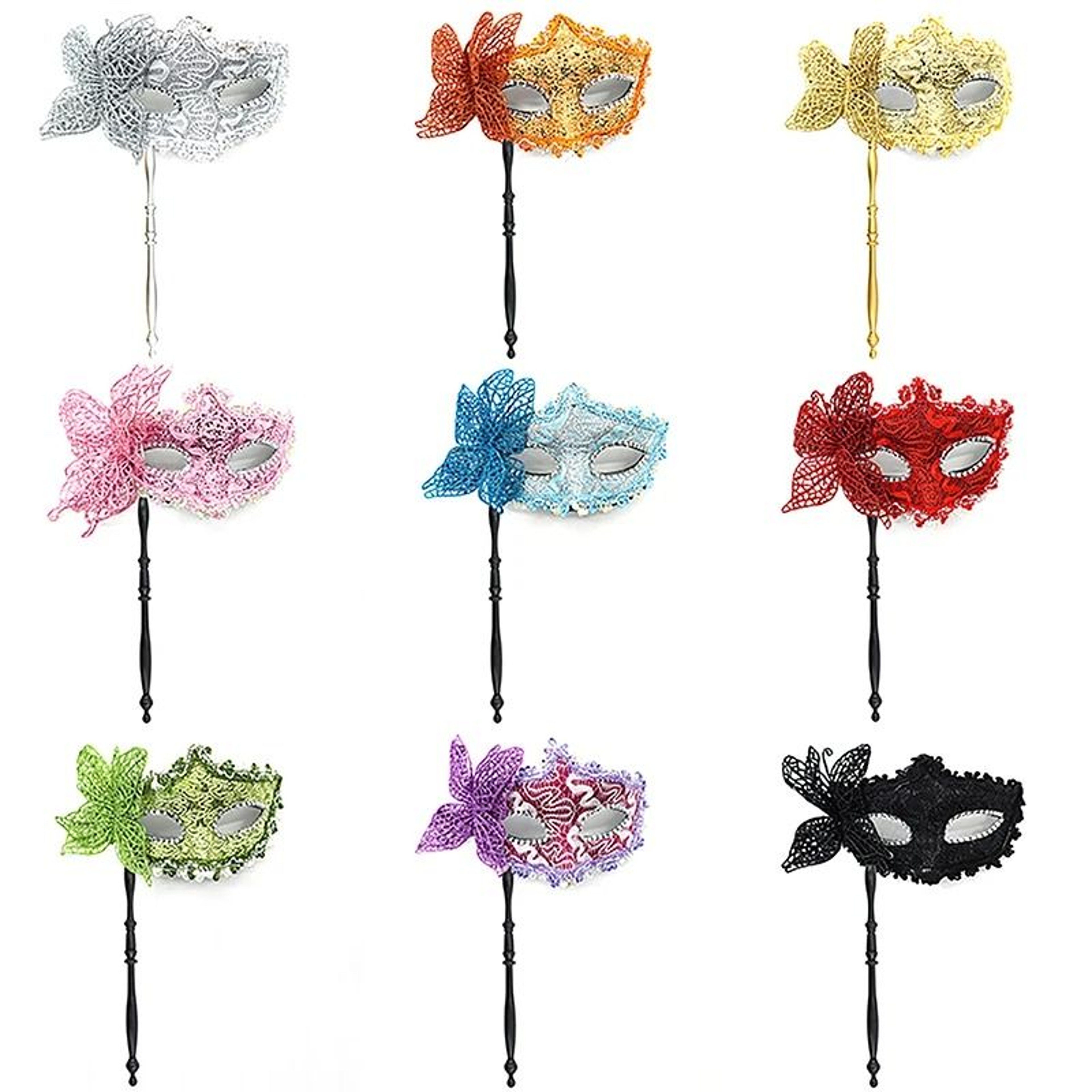 Venetian Half Face Masquerade Mask With Holding Stick 0