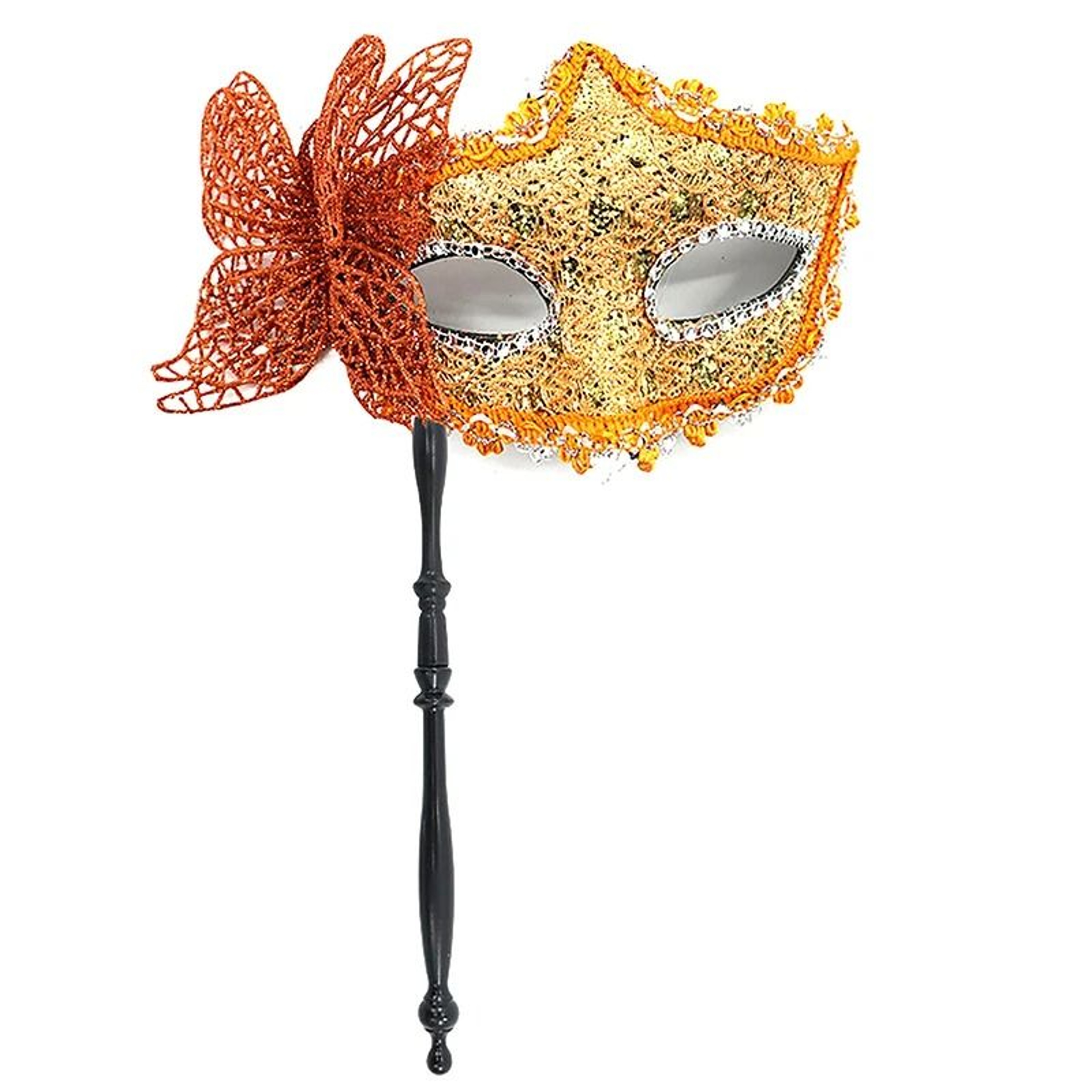Venetian Half Face Masquerade Mask With Holding Stick 14