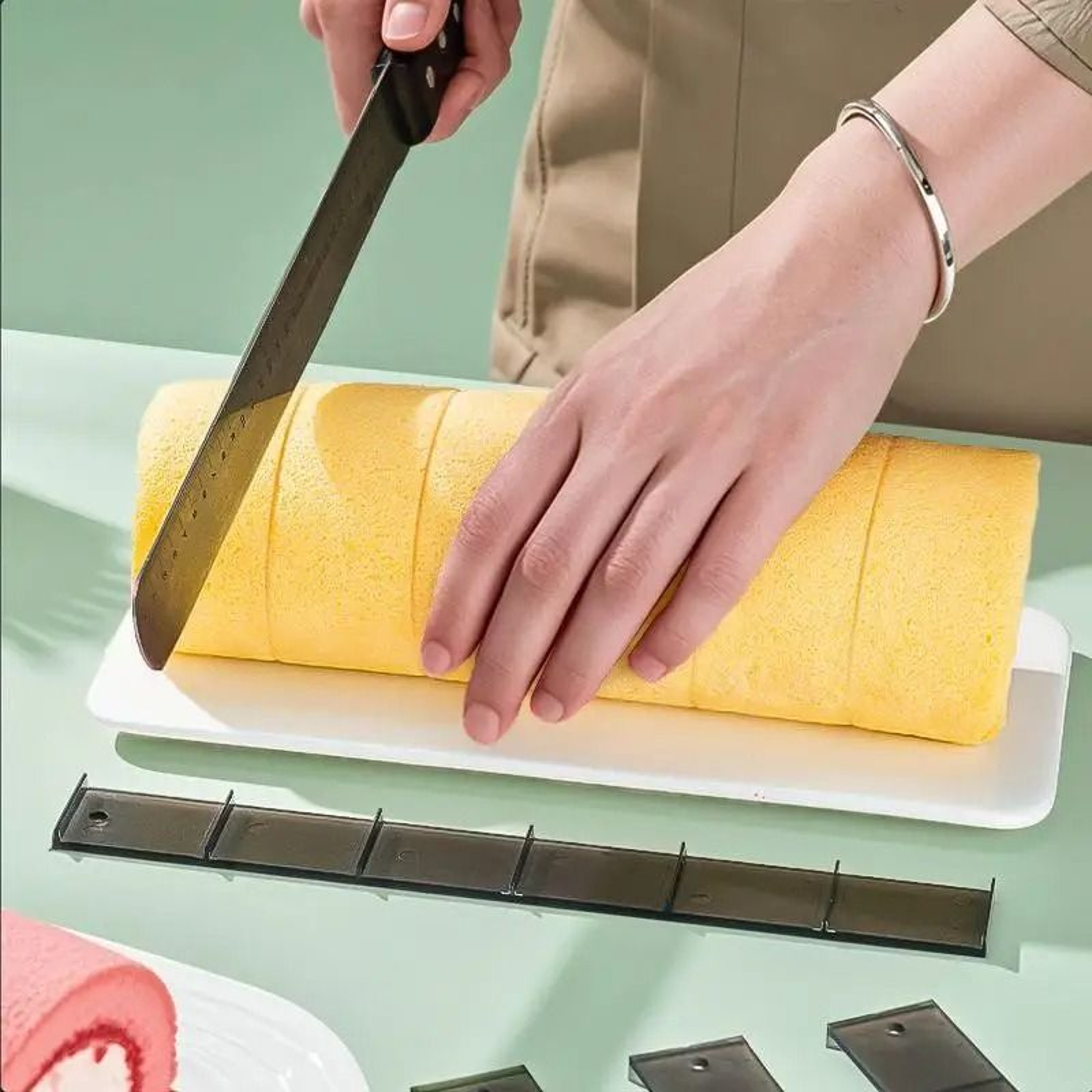 Cake Cutting Roll Scale Ruler Set For Uniform Baking Portions 0