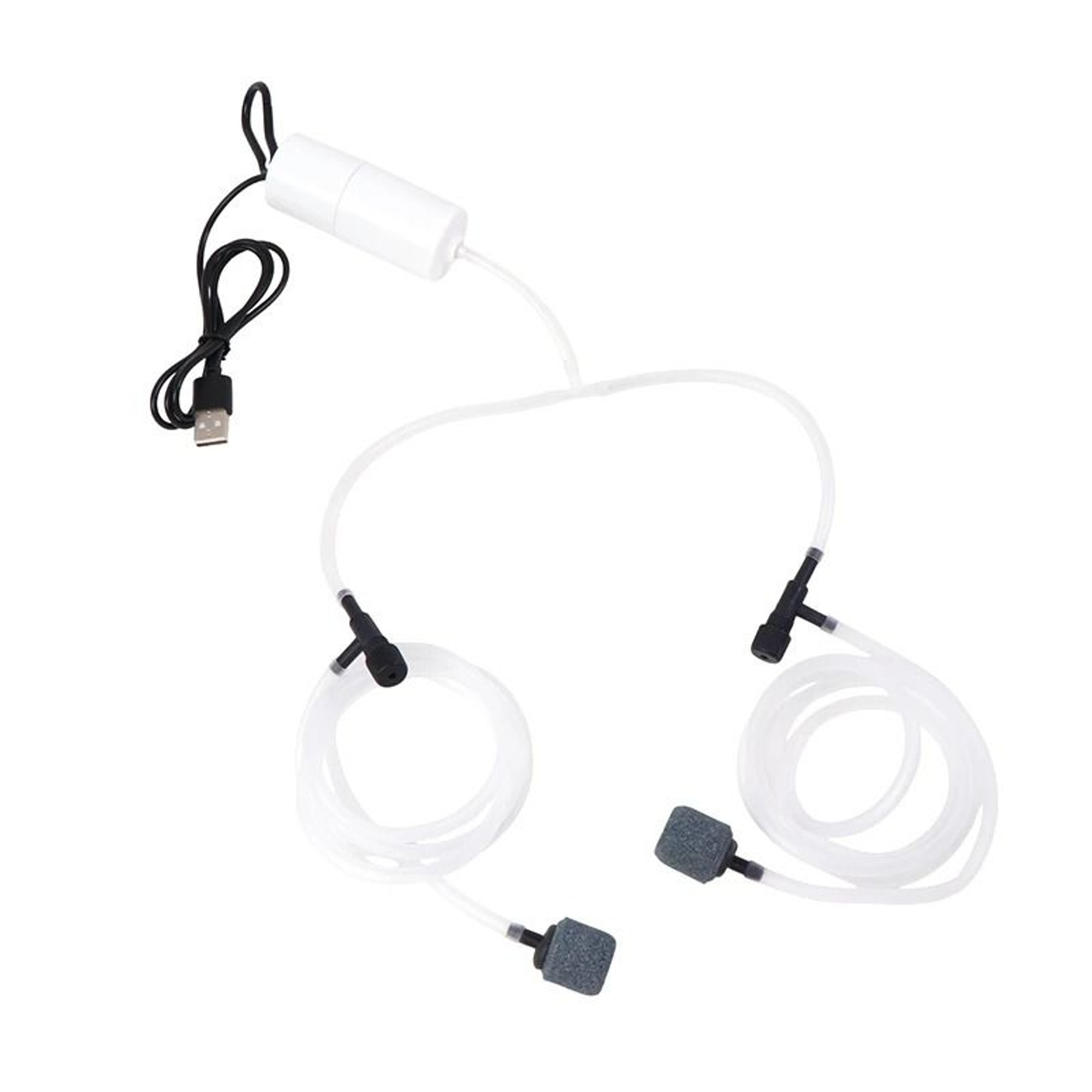 USB Aquarium Oxygen Air Pump Dual Outlet Silent Aerator 8