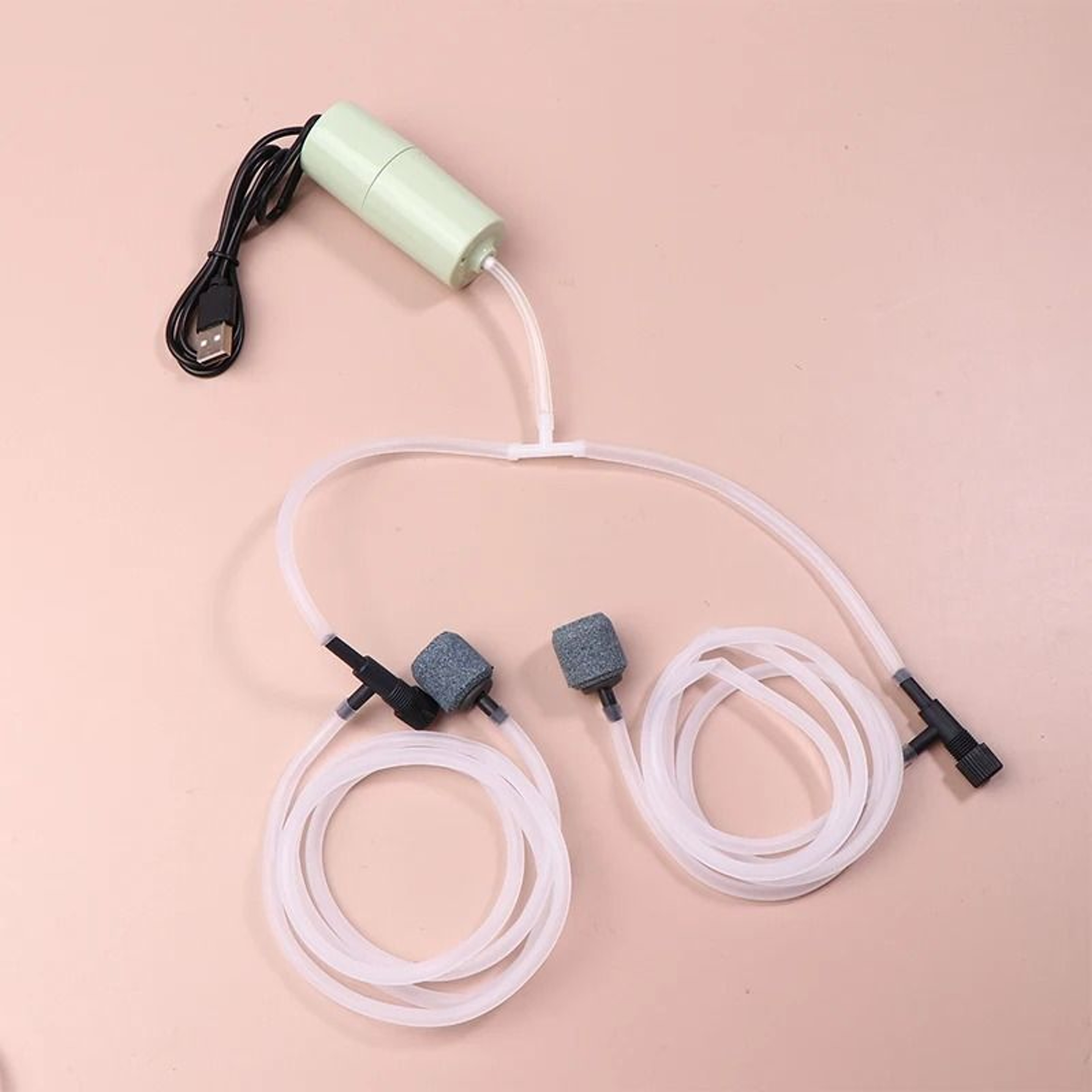 USB Aquarium Oxygen Air Pump Dual Outlet Silent Aerator 0