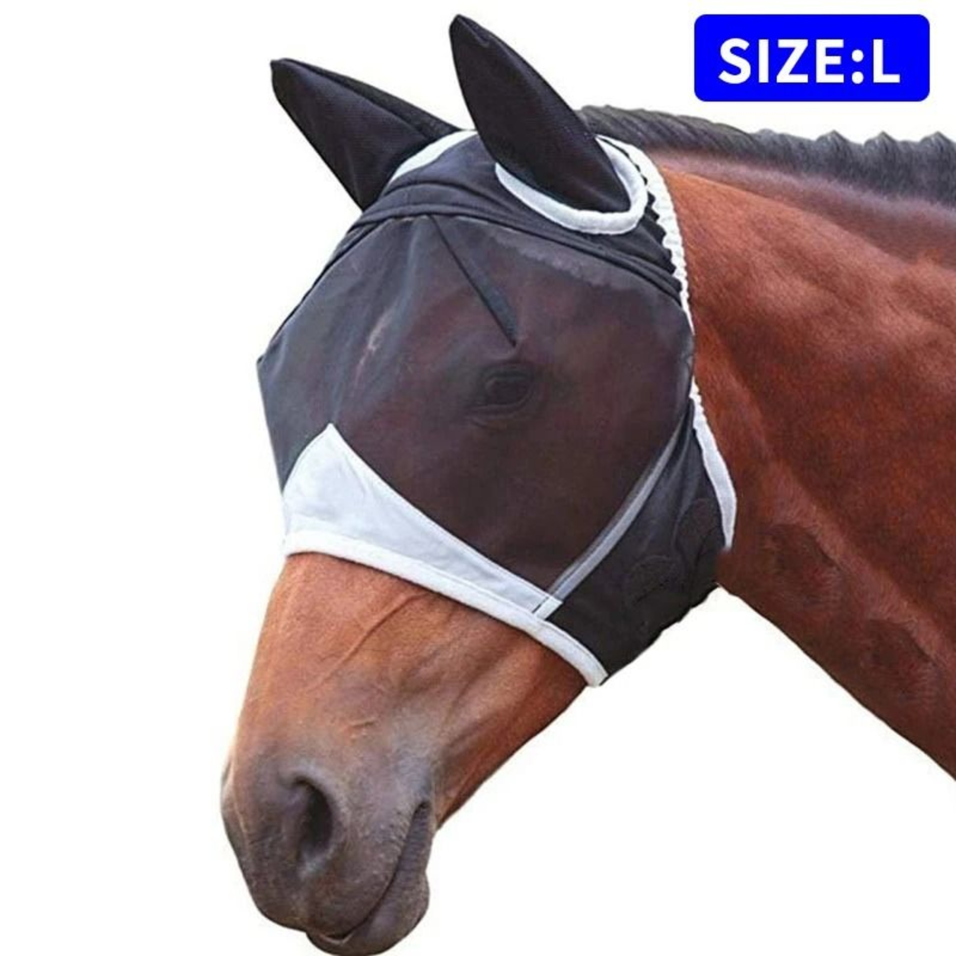 Fine Mesh Horse Fly Mask With Ears UV Protection For Equine Care 7