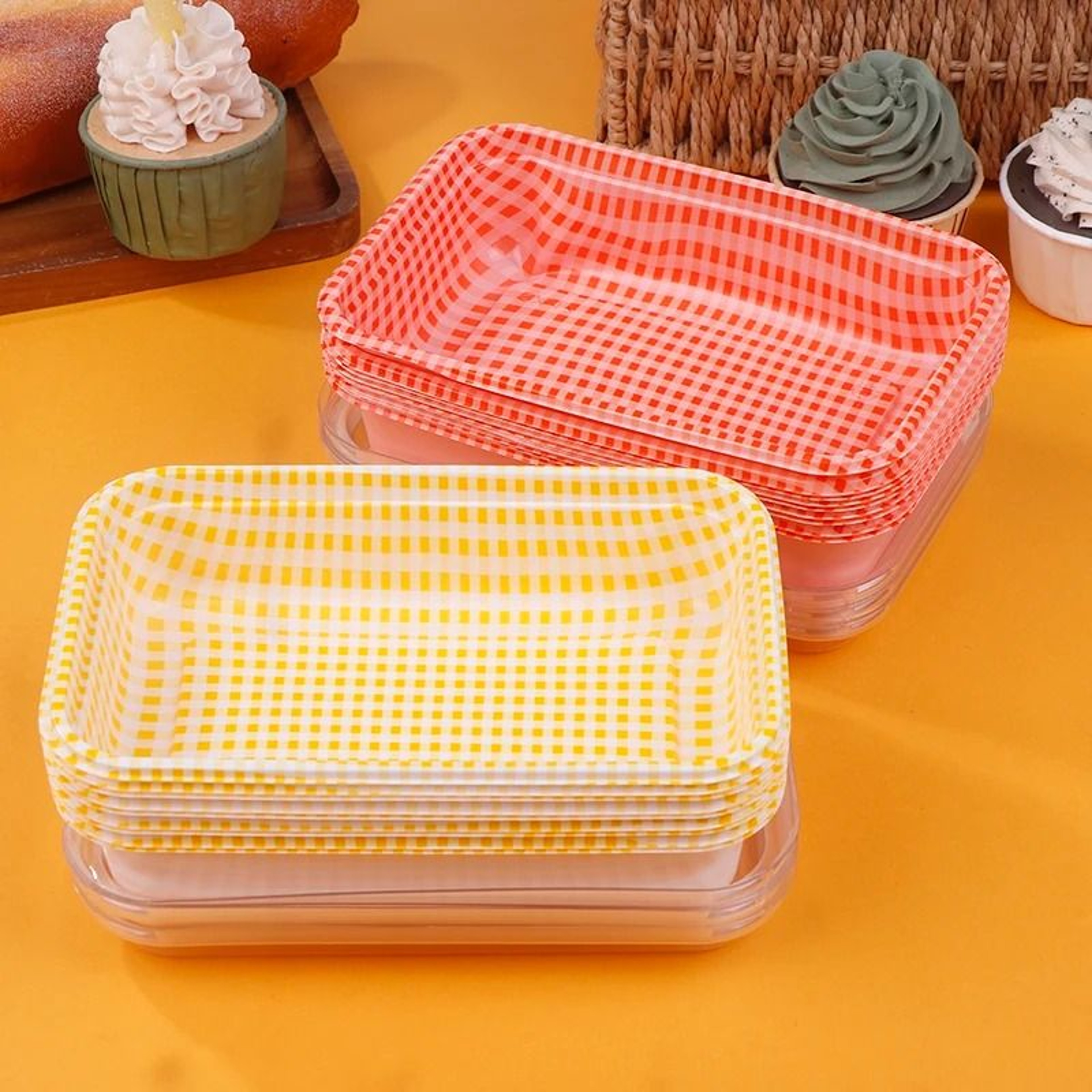 Disposable Rectangular Plastic Food Containers With Lids For Cake Picnic Bento 10 Piece Set 0