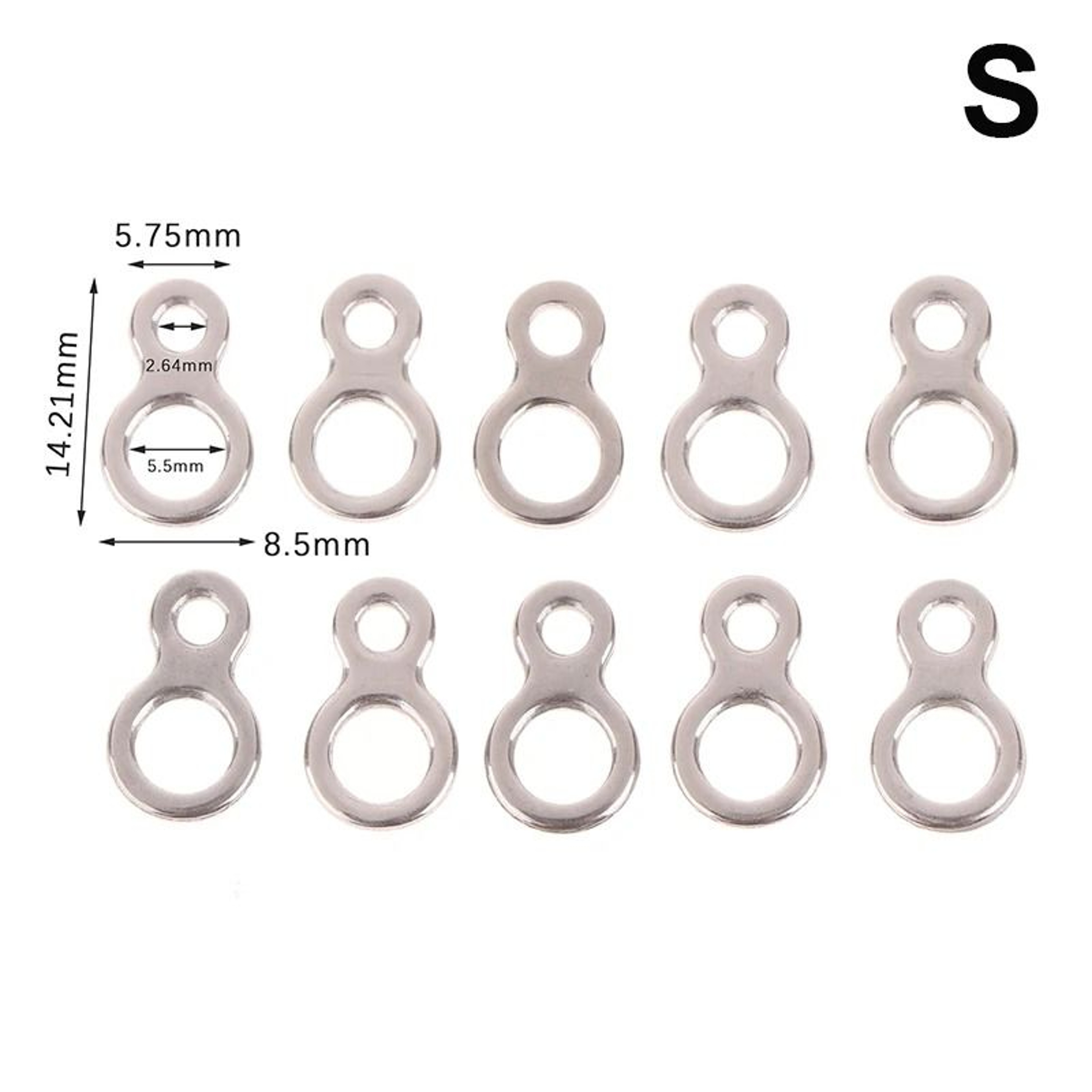 Stainless Steel Assist Hook Figure 8 Rings Fishing Lure Connectors 10 Piece Set 6