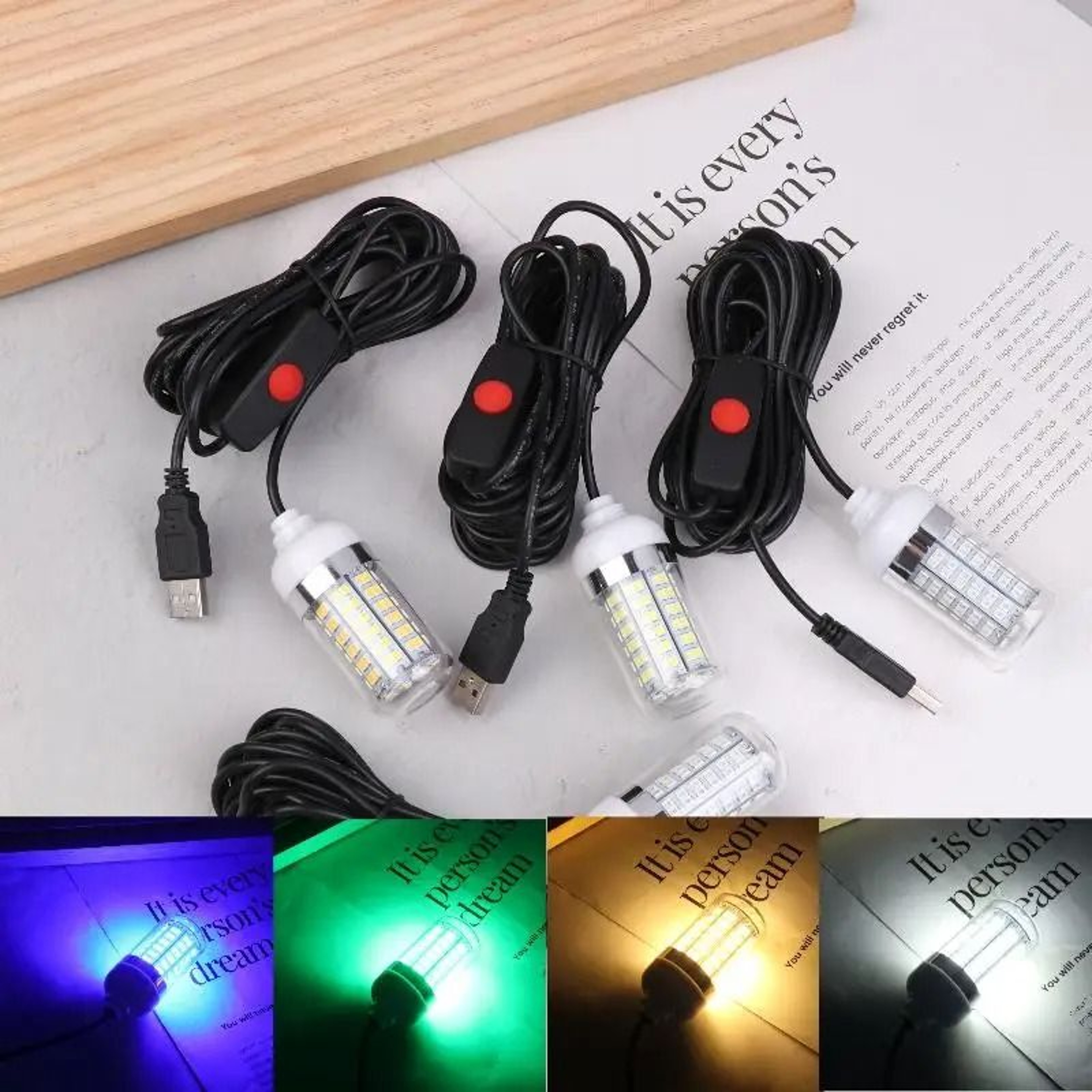 USB LED Fishing Light Underwater Fish Attractor Lamp For Night Fishing 0