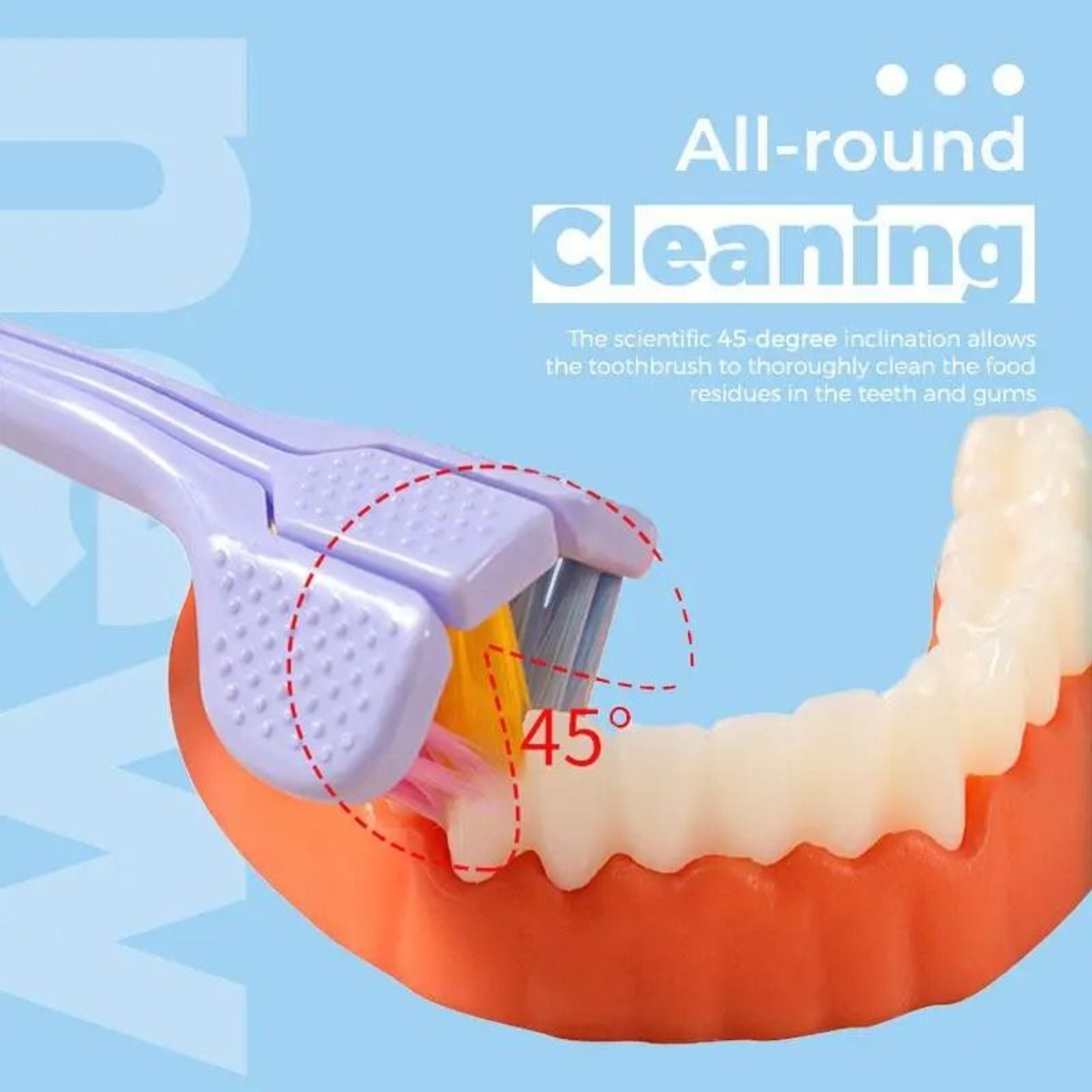Three Sided Ultra Soft Toothbrush With Fine Bristles For Gentle Oral Care Cleaning 2