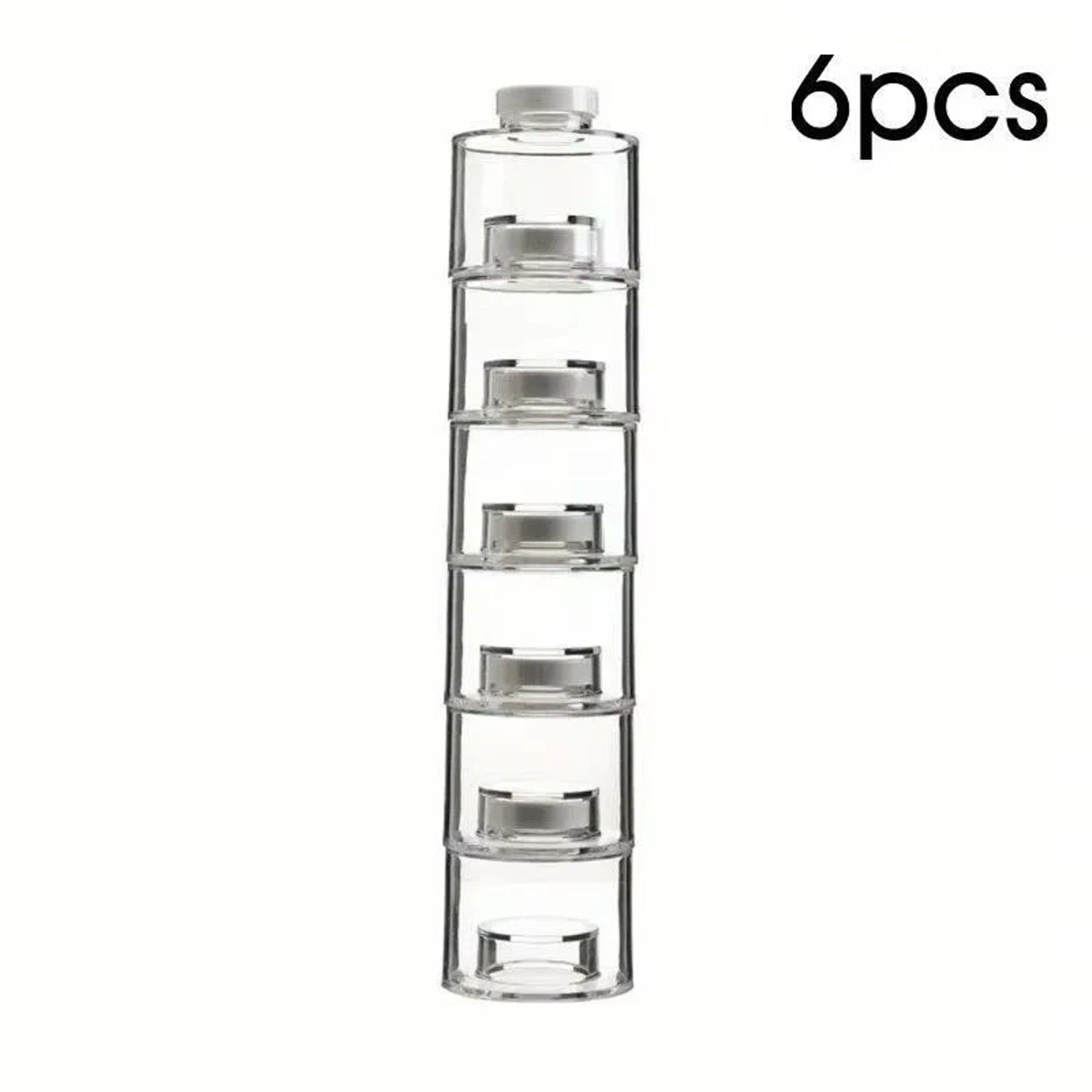 6 Piece Transparent Spice Jar Set With Stackable Seasoning Containers And Kitchen Rack 2
