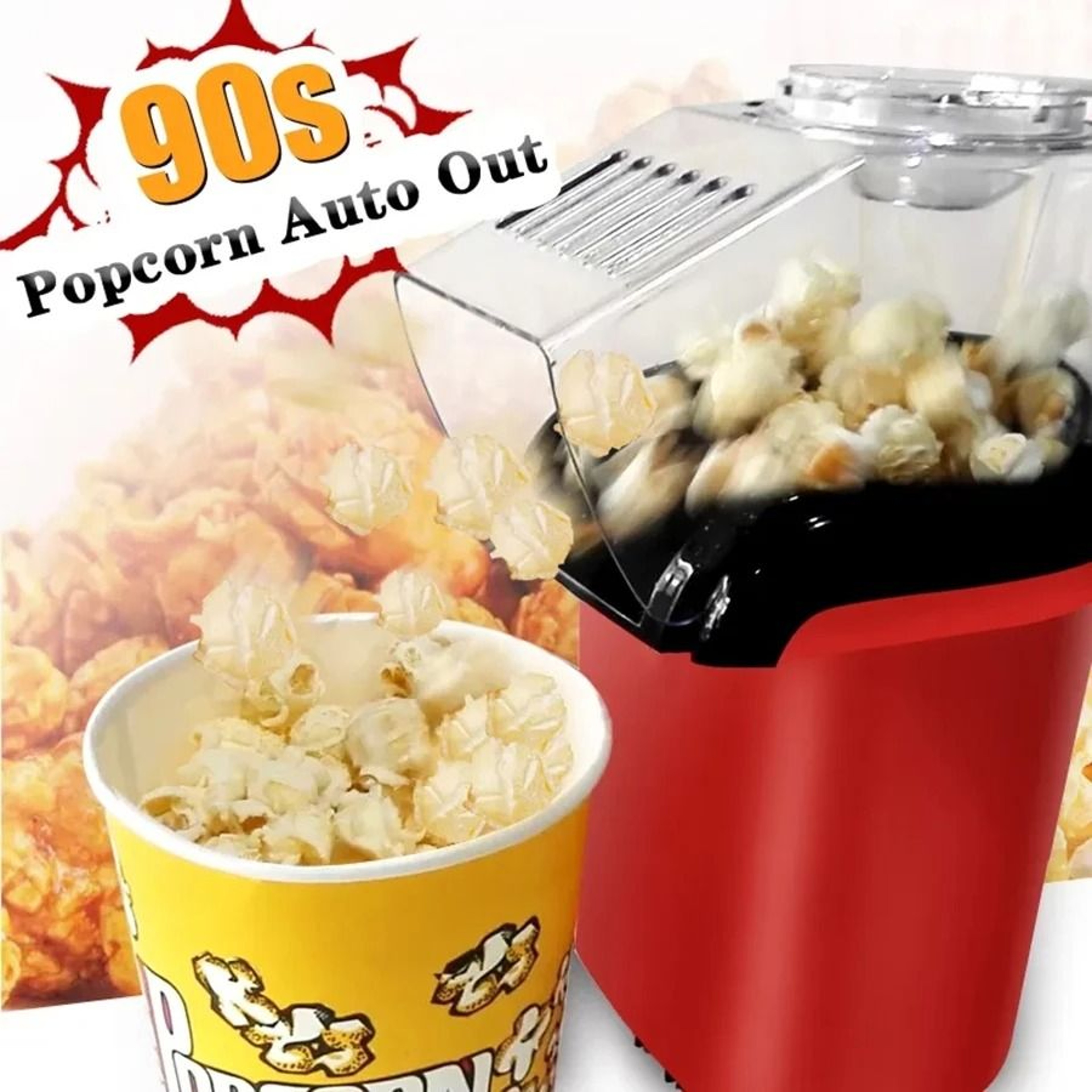 Electric Air Popcorn Maker Automatic Hot Air Popper For Home Snacks 2