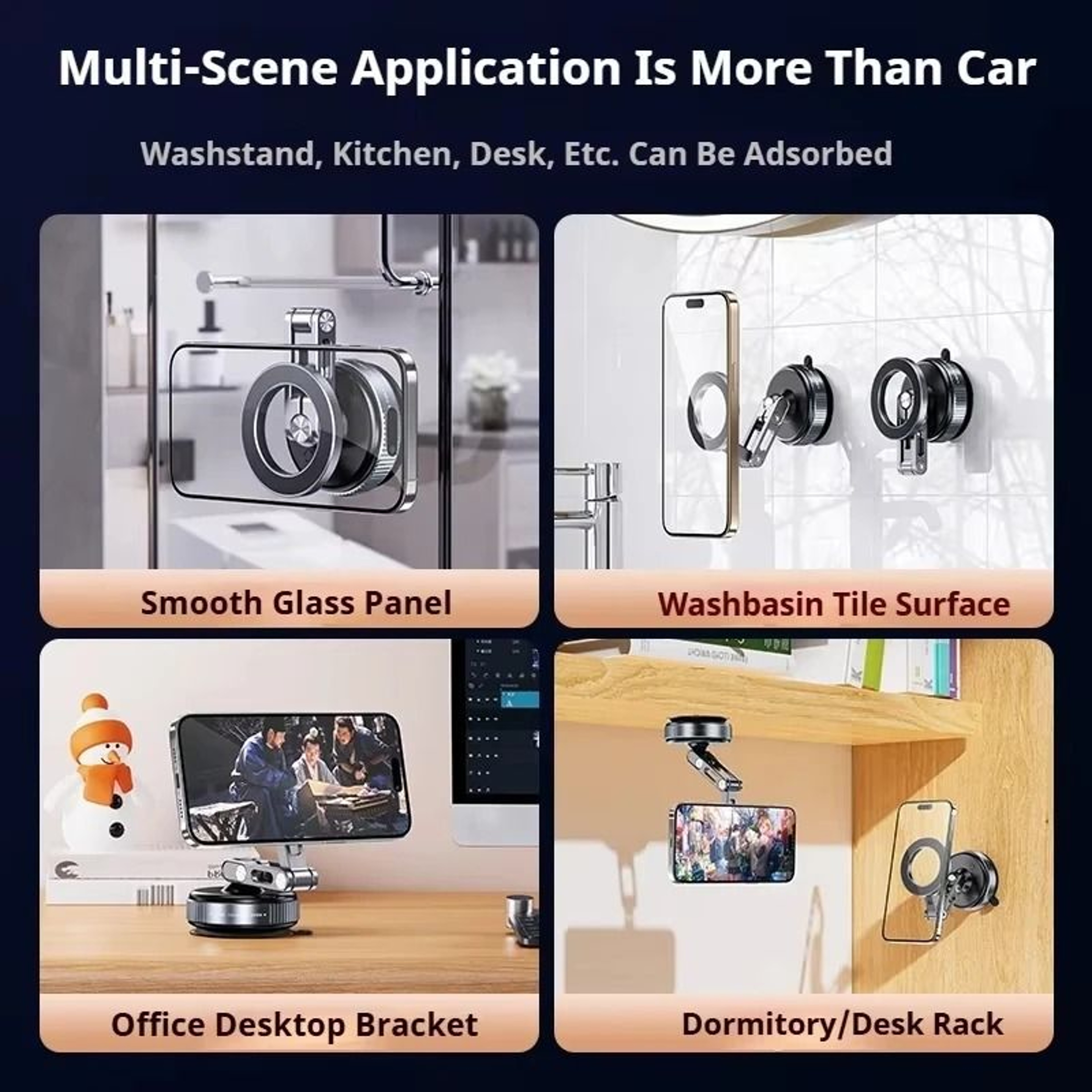 X53 Magnetic Phone Holder Rotating Folding Vacuum Suction Stand For Car Gym Kitchen Streaming 5
