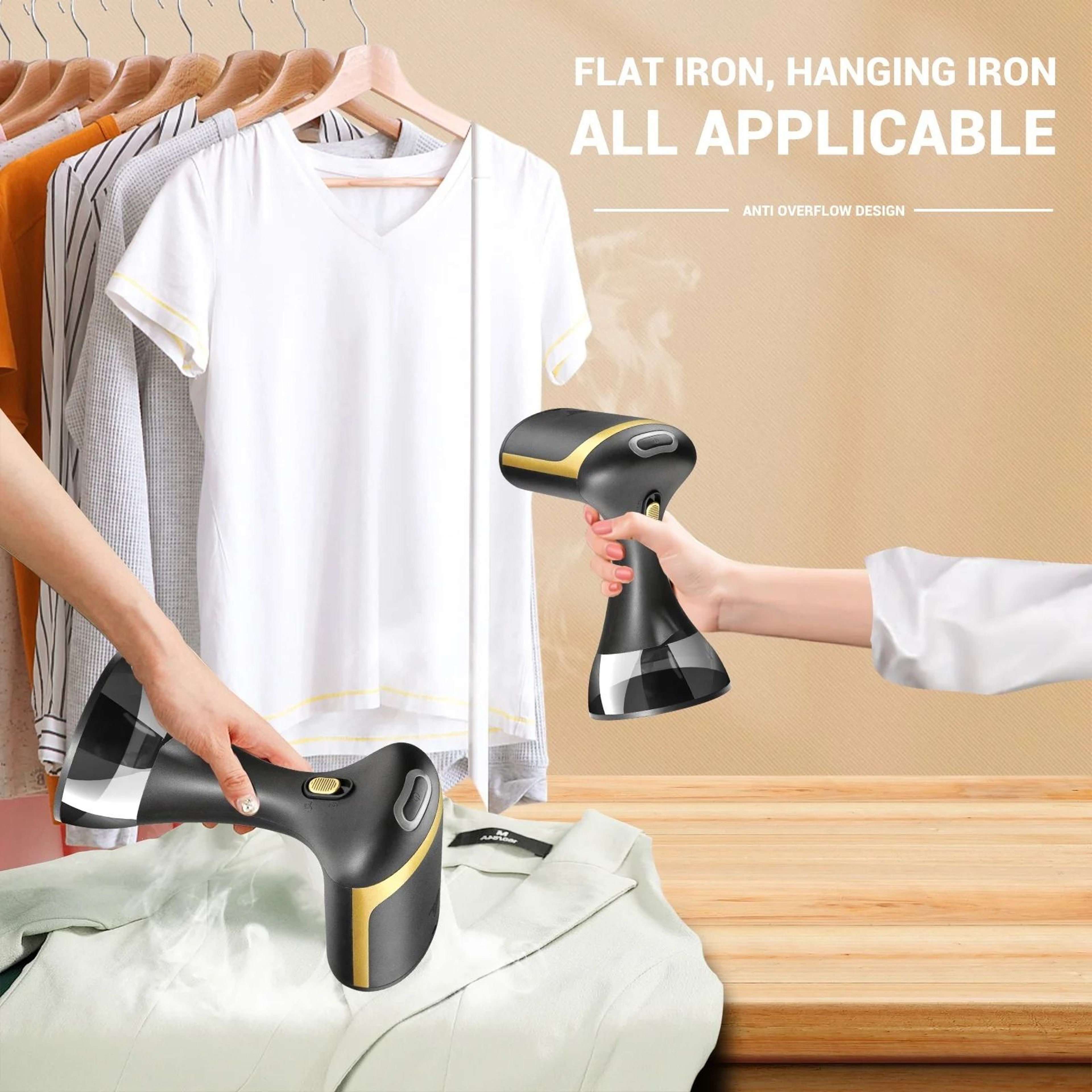 Portable Handheld Garment Steamer 1500W Fast Heating Steam Iron 2
