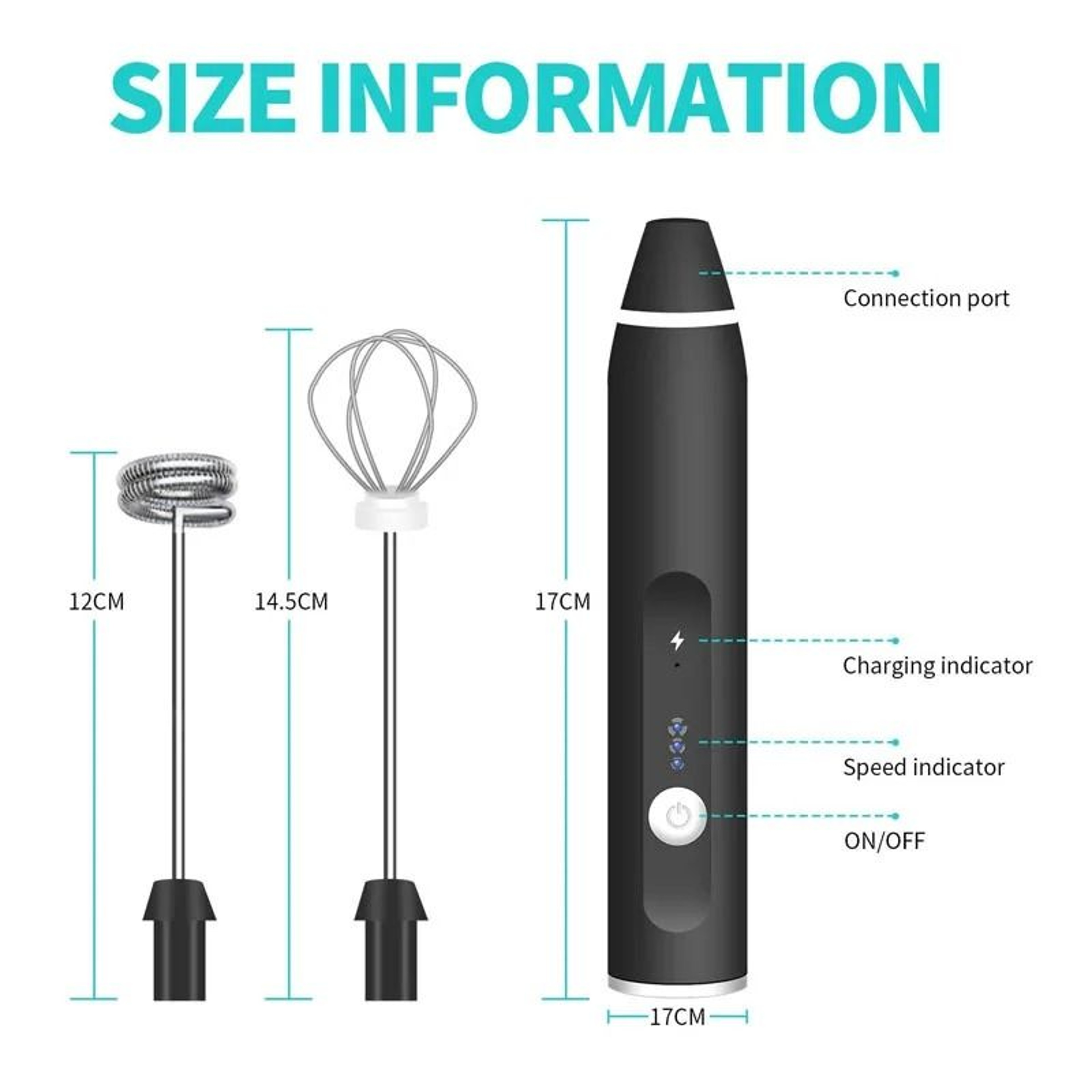 USB Rechargeable Electric Milk Frother Handheld Coffee Whisk Mixer 5