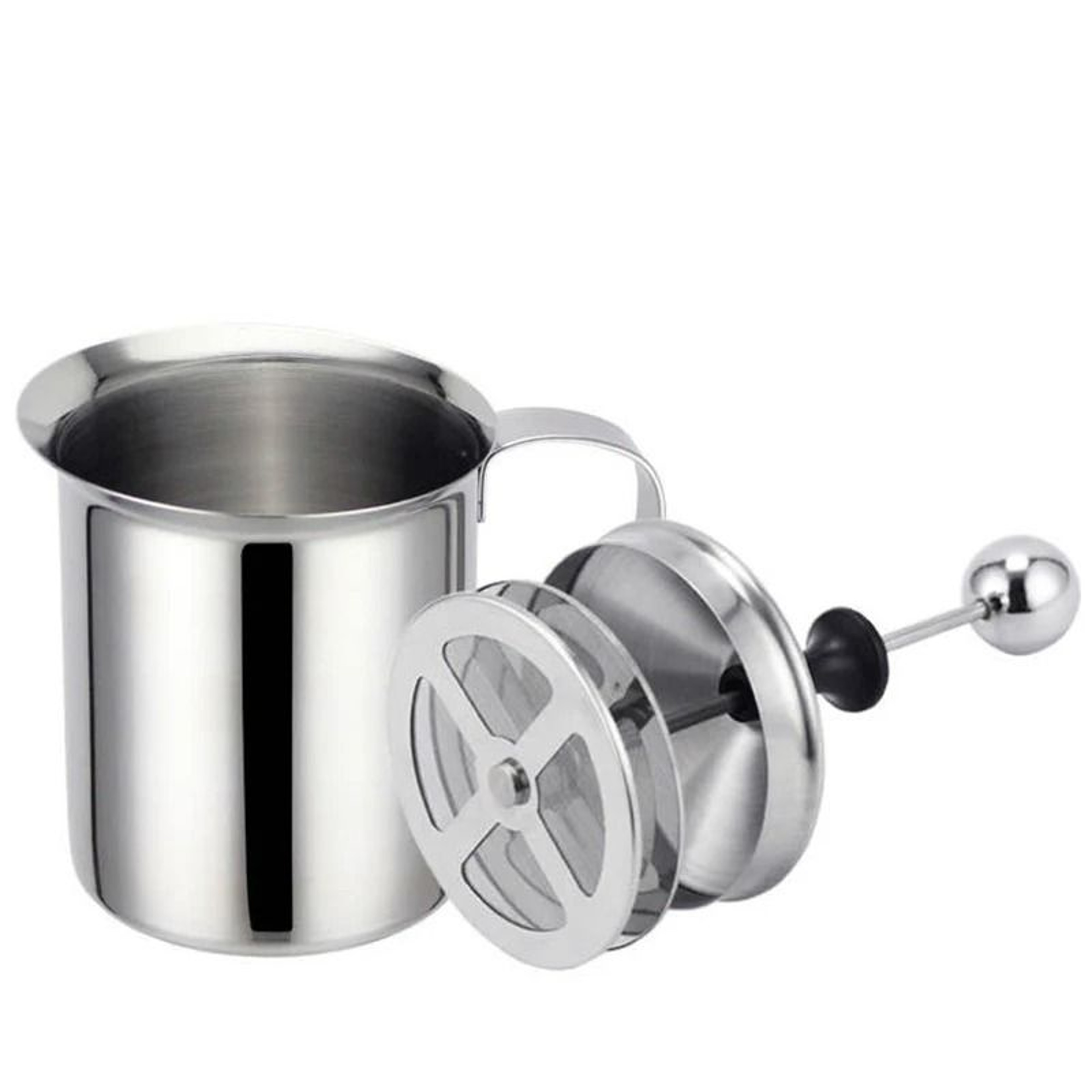 Stainless Steel Double Mesh Milk Frother 400ml Manual Coffee Creamer 1