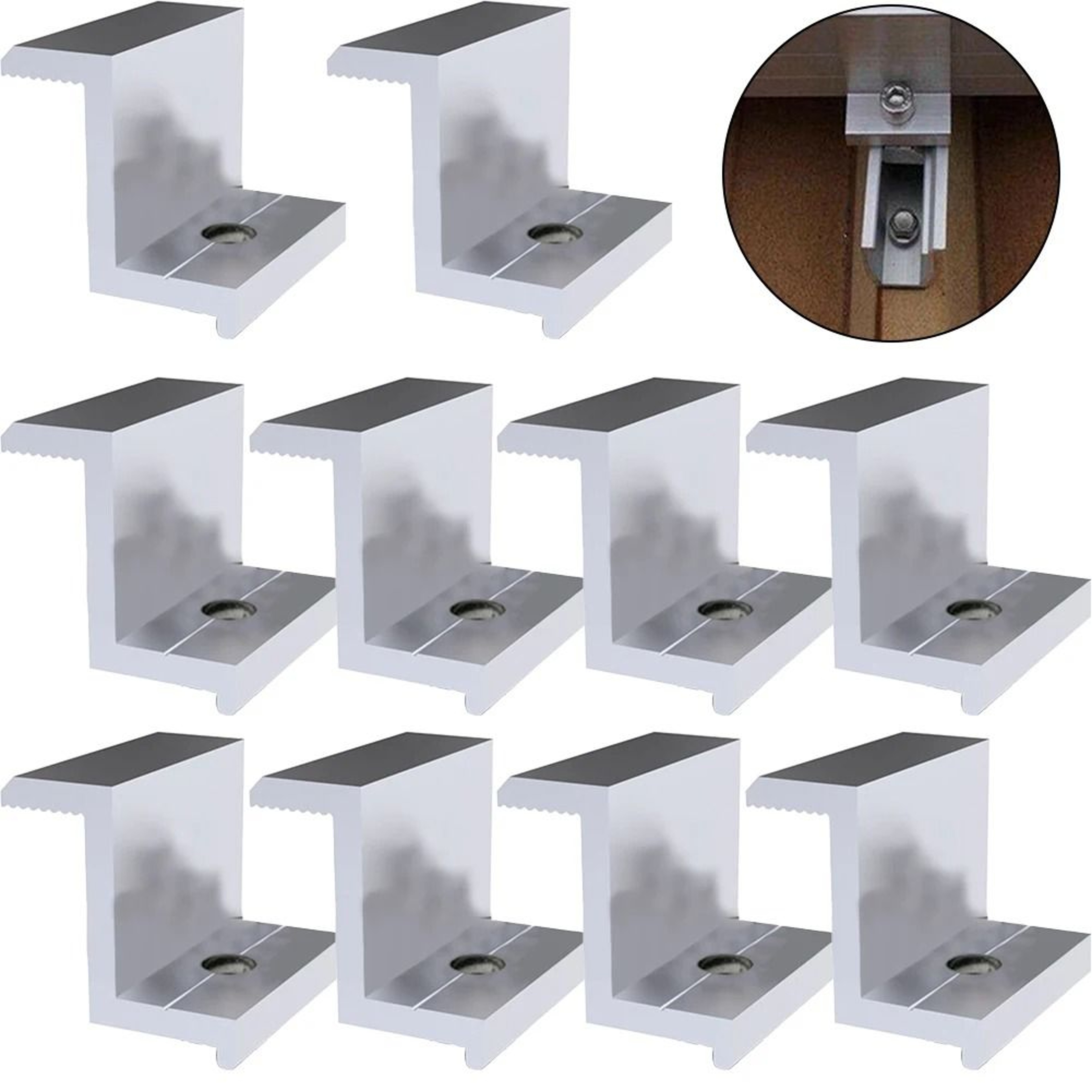 Aluminum Alloy Solar Panel Mounting End Clamps Set Of 10 Pieces 7