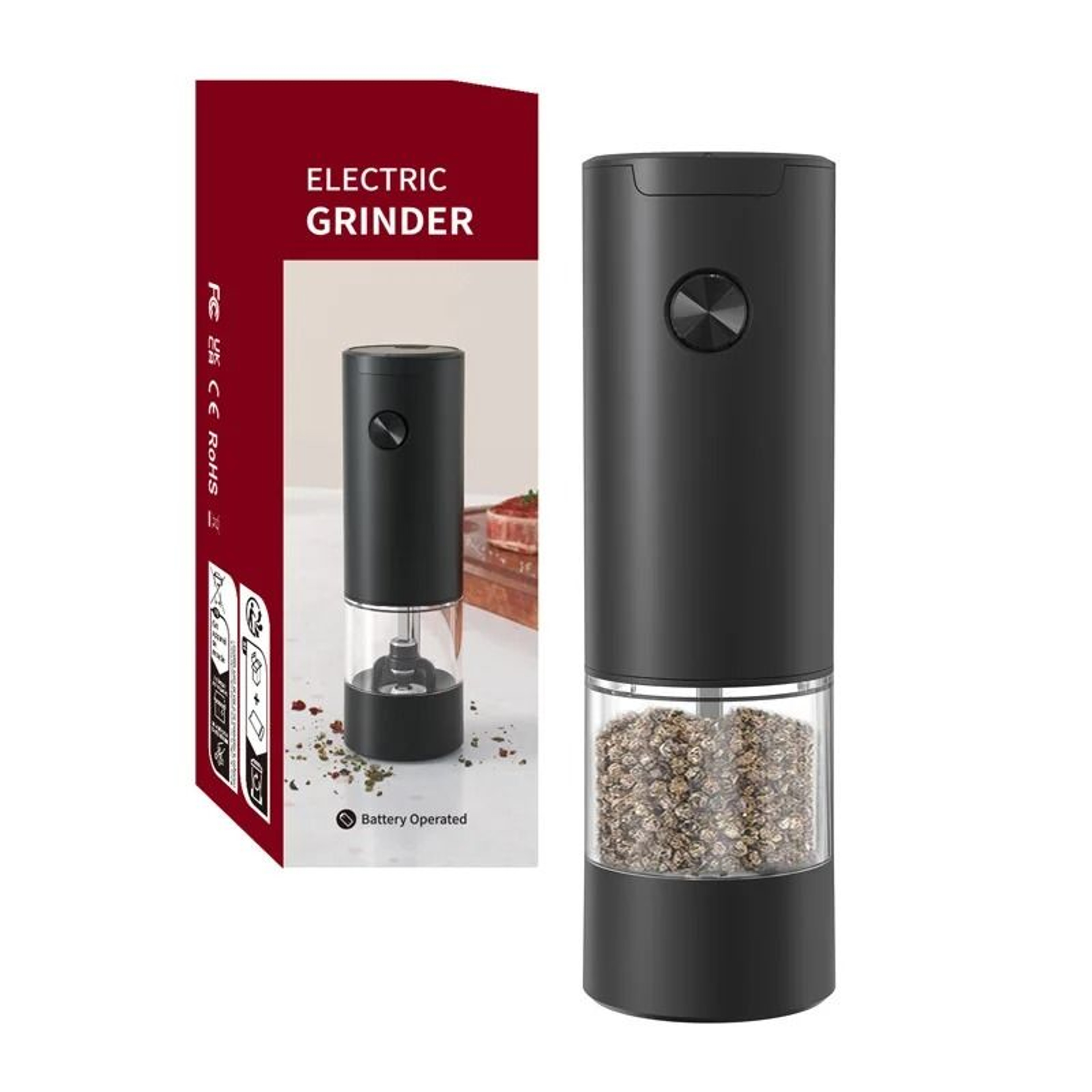 Electric Salt And Pepper Grinder Set Automatic Gravity Operated Adjustable Spice Mill 6