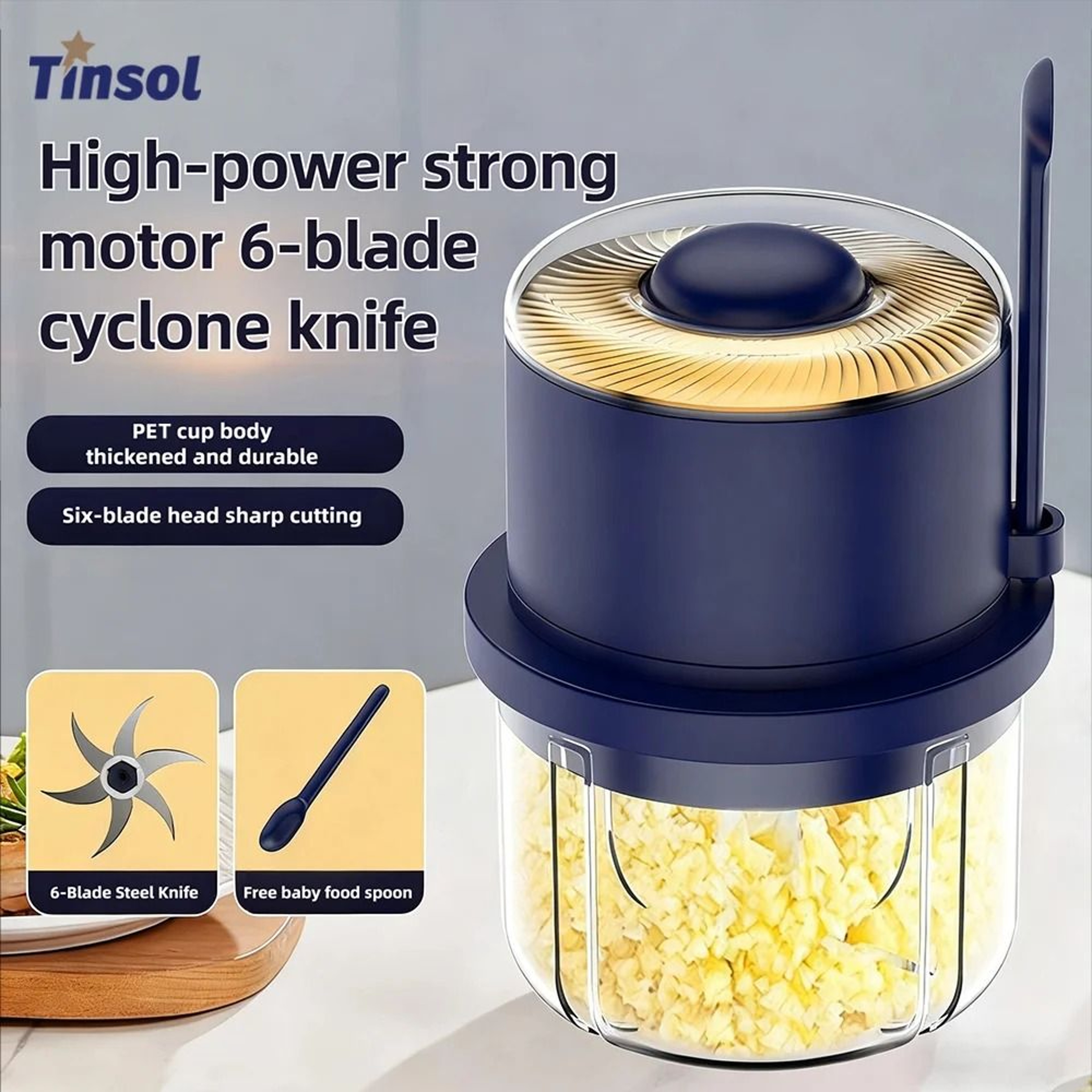 Electric Garlic And Ginger Crusher Mini Vegetable Cutter With 6 Blade Grinder 0
