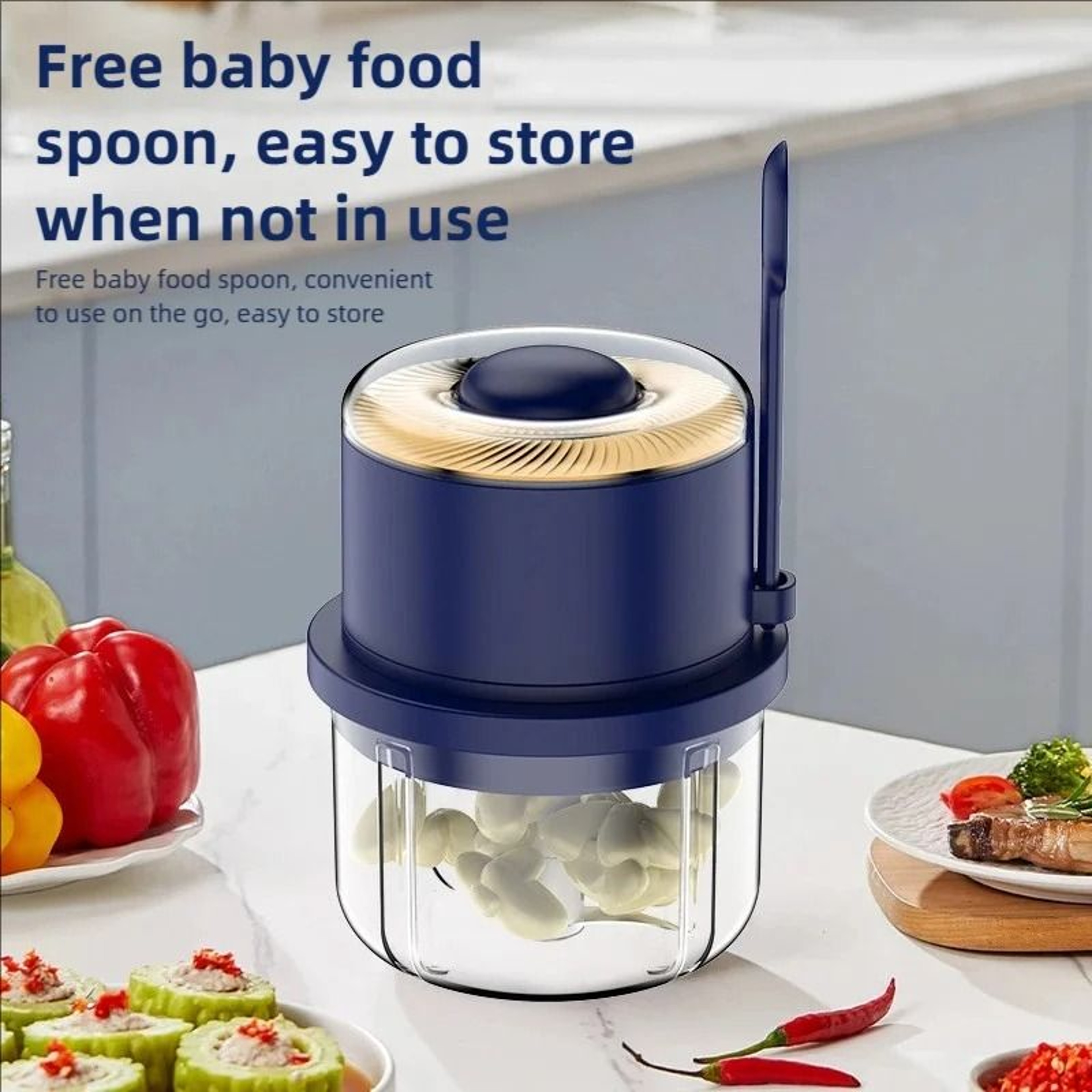 Electric Garlic And Ginger Crusher Mini Vegetable Cutter With 6 Blade Grinder 2