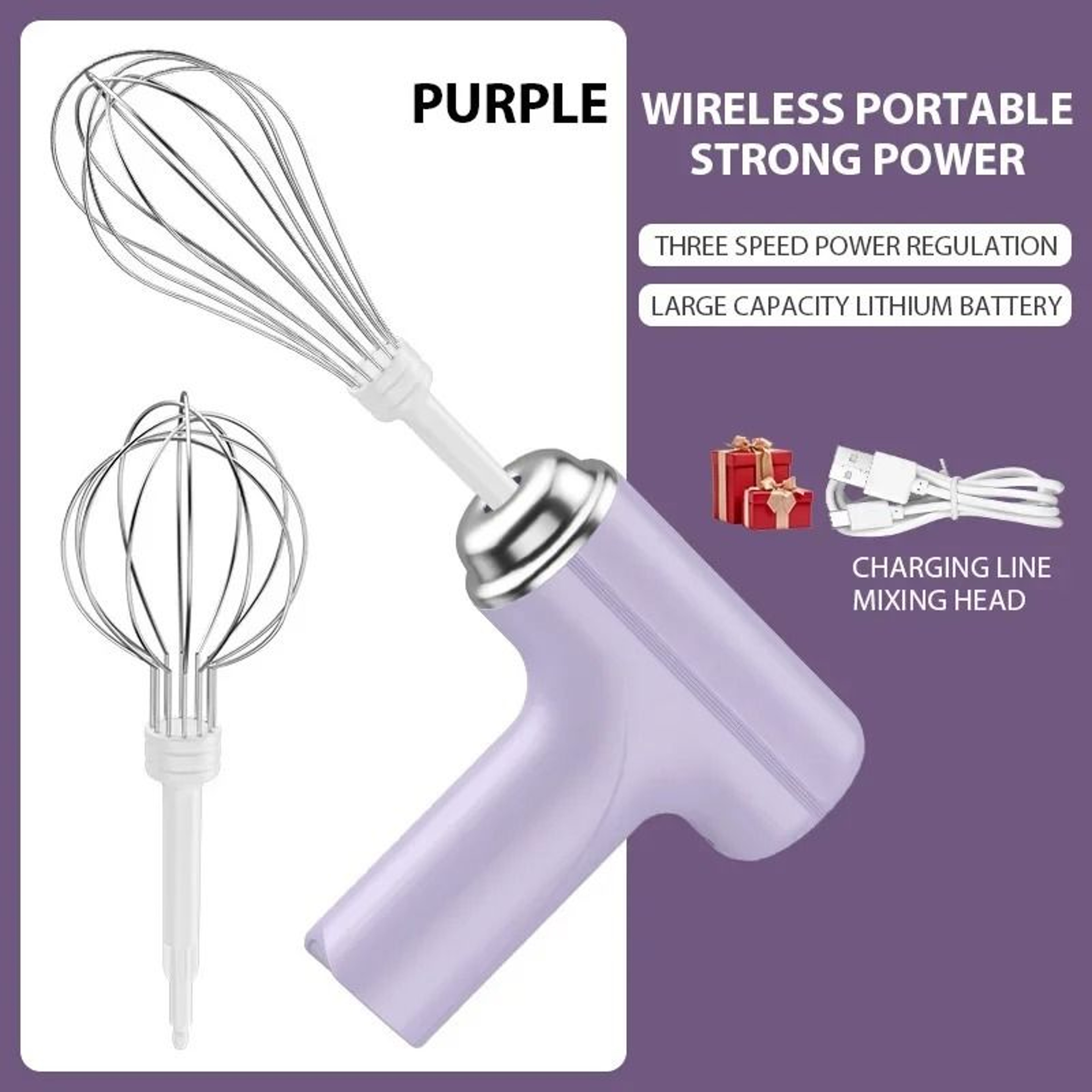 Rechargeable Handheld Electric Mixer Wireless Cake And Cream Beater 7