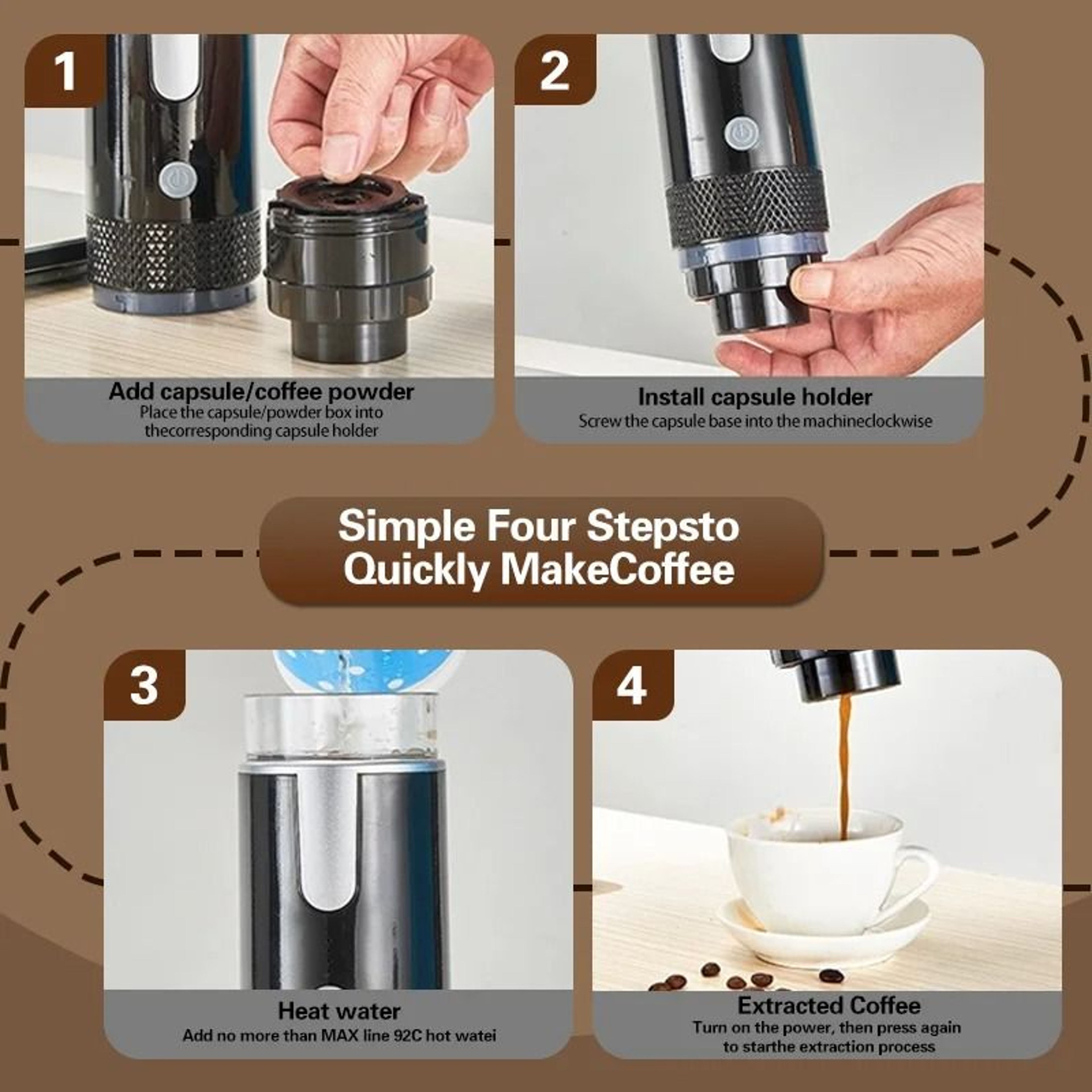 Portable Capsule Coffee Maker Wireless Electric Coffee Brewer 2