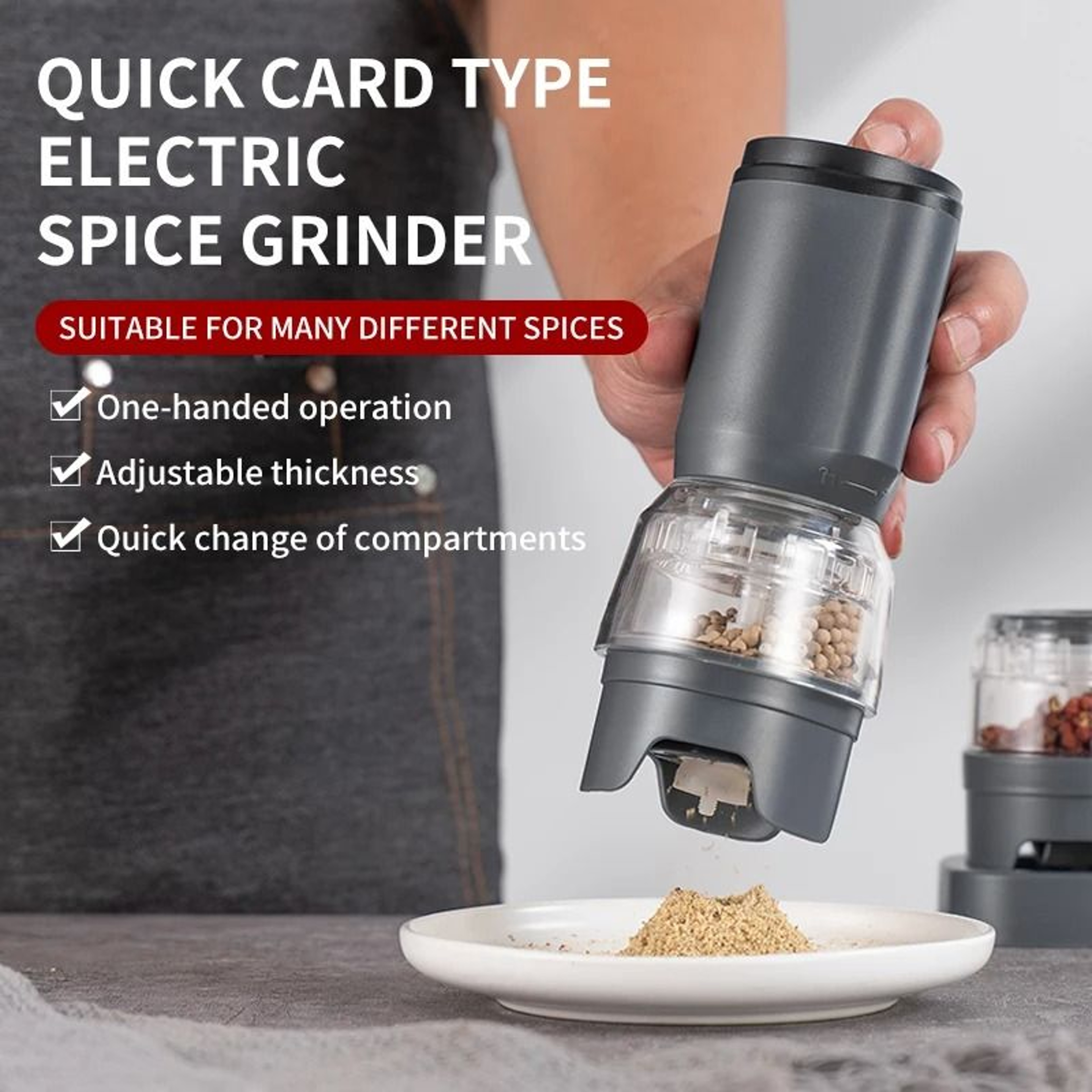 Multifunctional Electric Spice Grinder Adjustable Coarseness Pepper Grinder 1