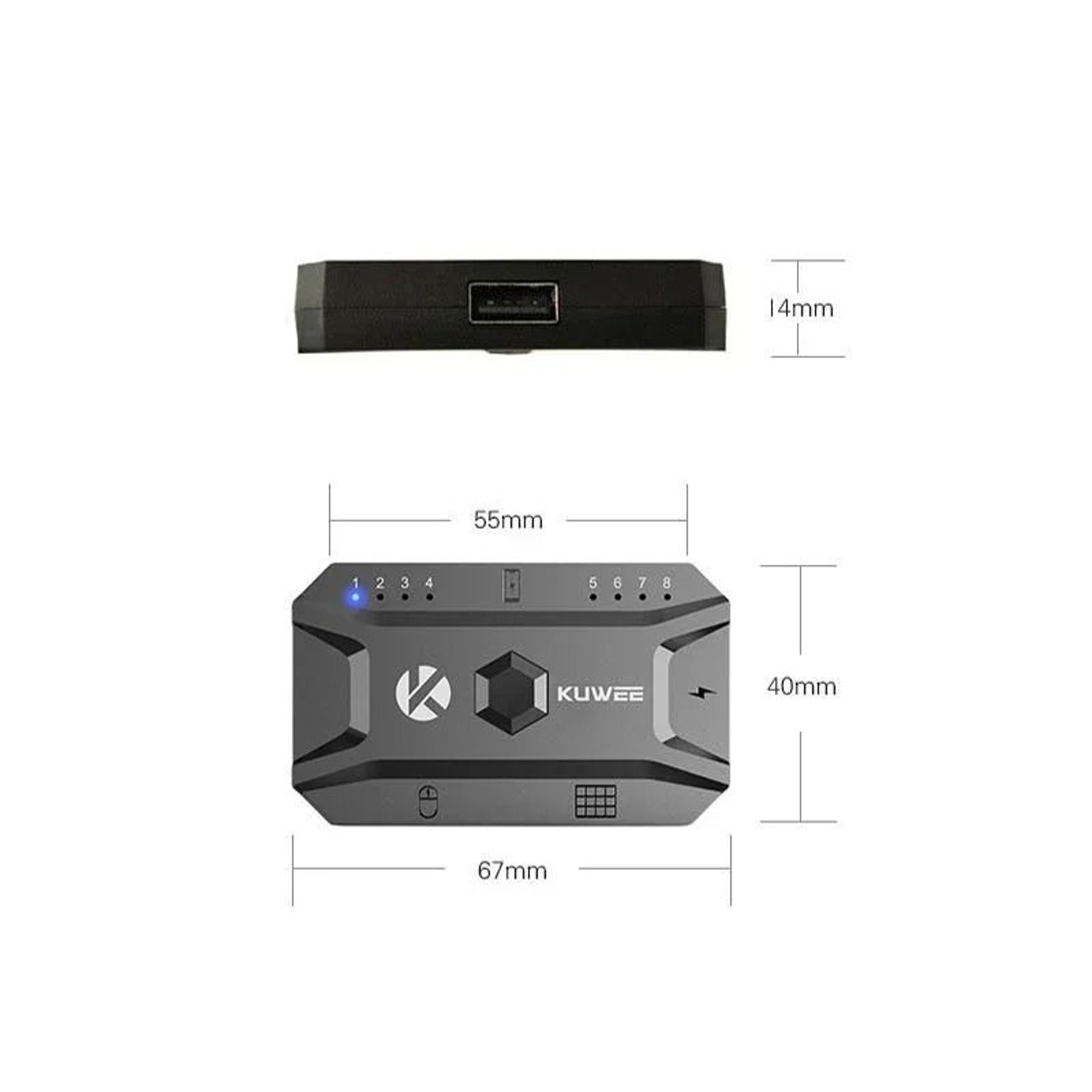 Bluetooth Keyboard Mouse Converter Wireless USB Hub Adapter For Multi Device Control 5