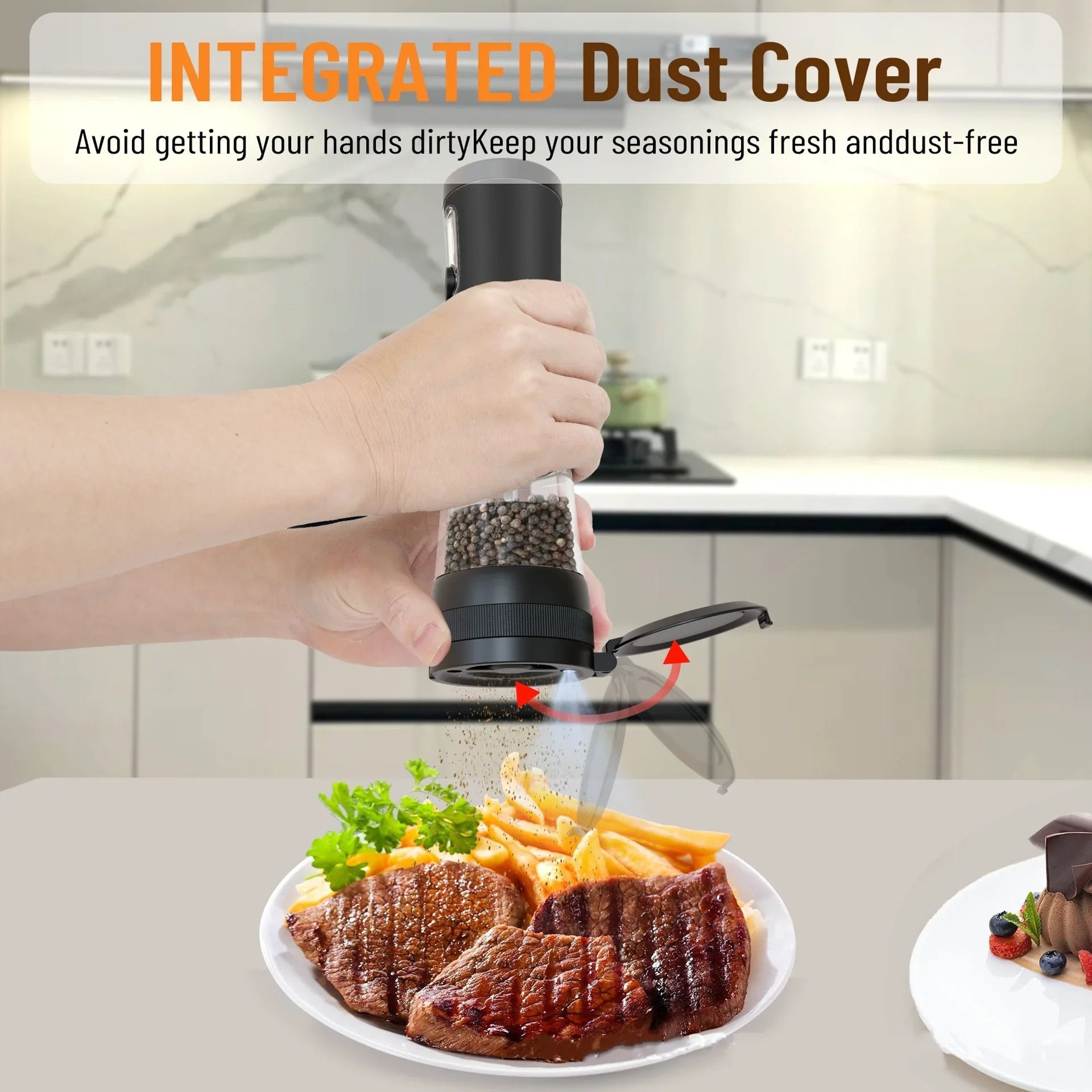Electric Rechargeable Salt And Pepper Grinder Set With Adjustable Coarseness And Charging Base 4