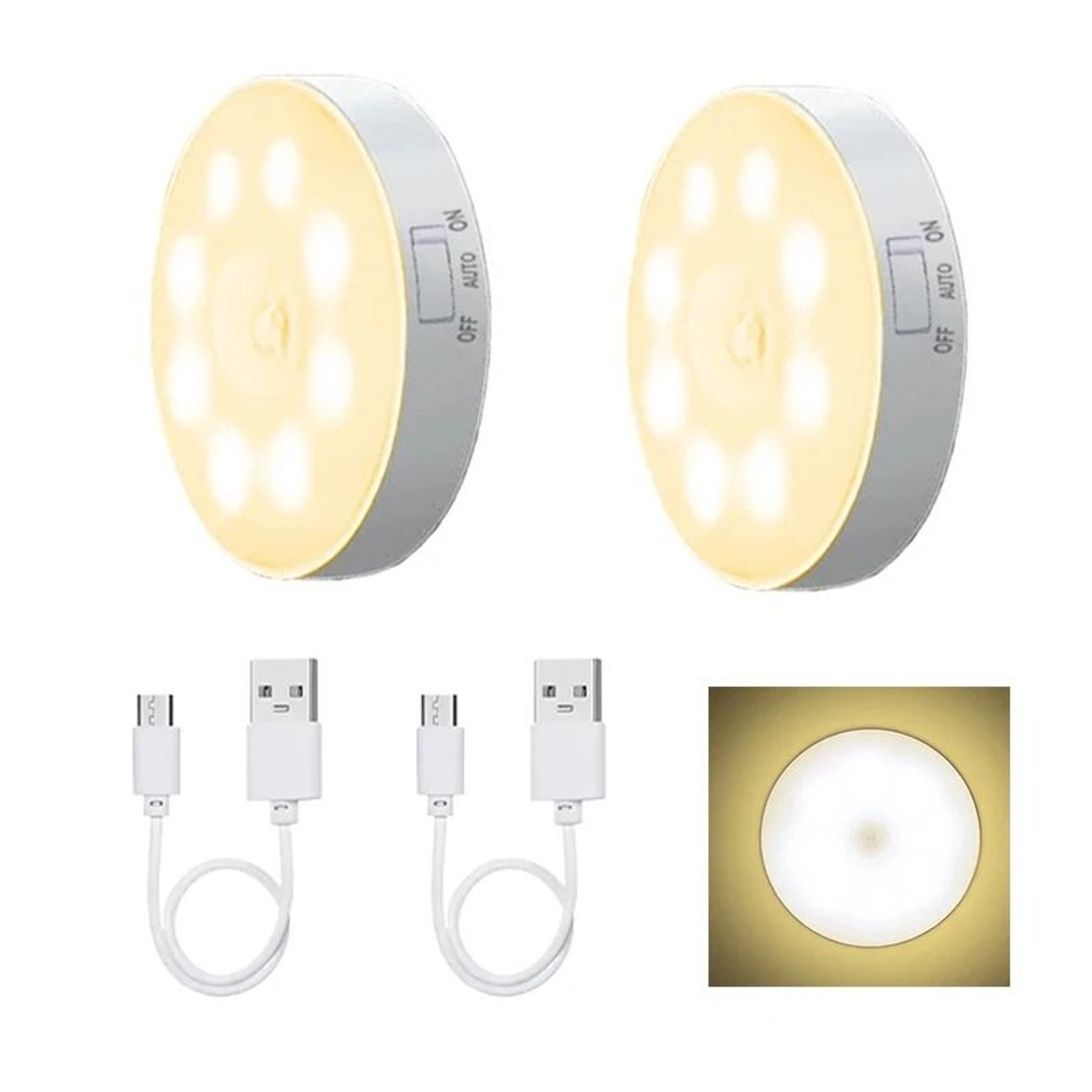 Motion Sensor LED Night Light USB Rechargeable Cabinet And Closet Lamp 11
