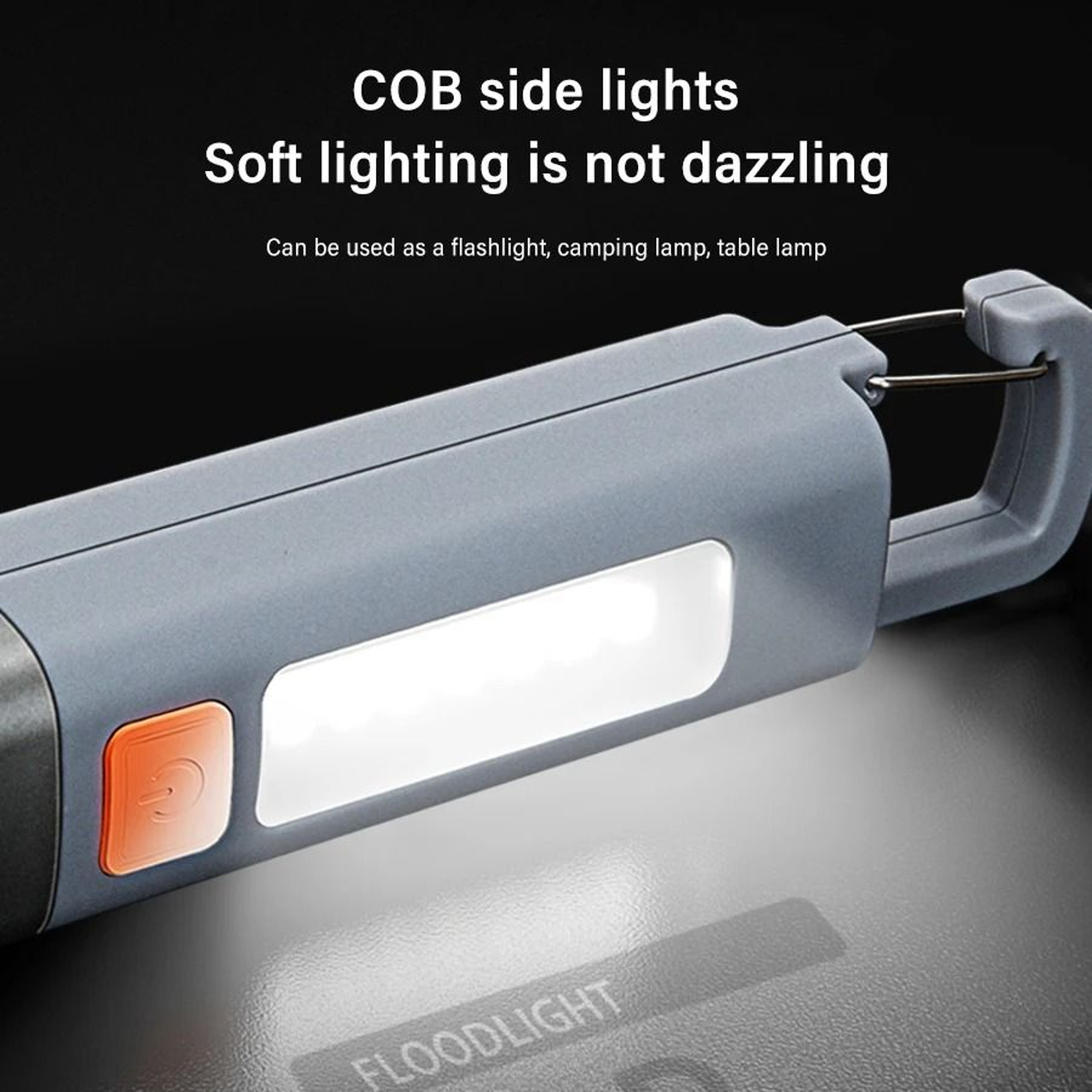 Rechargeable LED Flashlight With COB Side Light And Hanging Hook 4