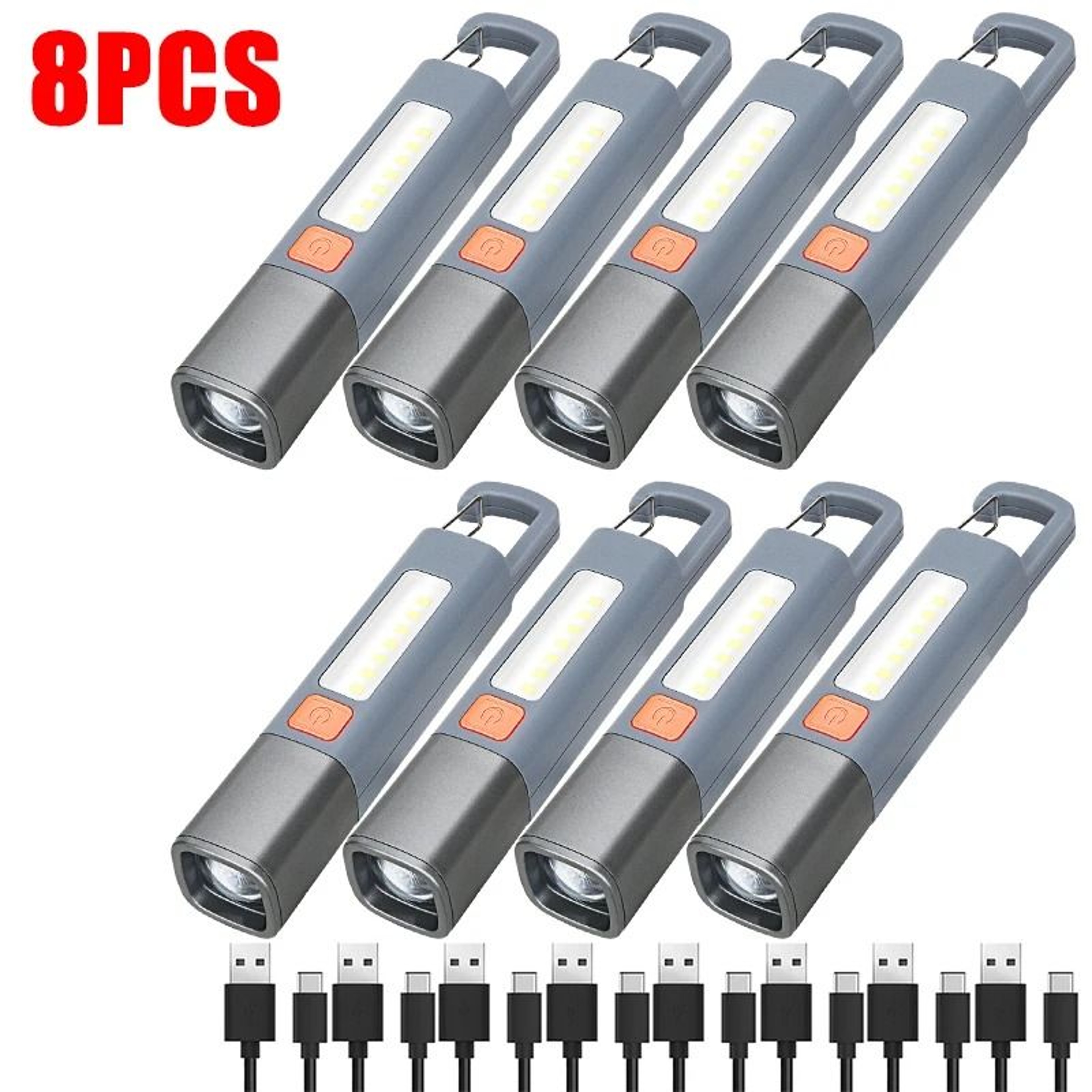 Rechargeable LED Flashlight With COB Side Light And Hanging Hook 11