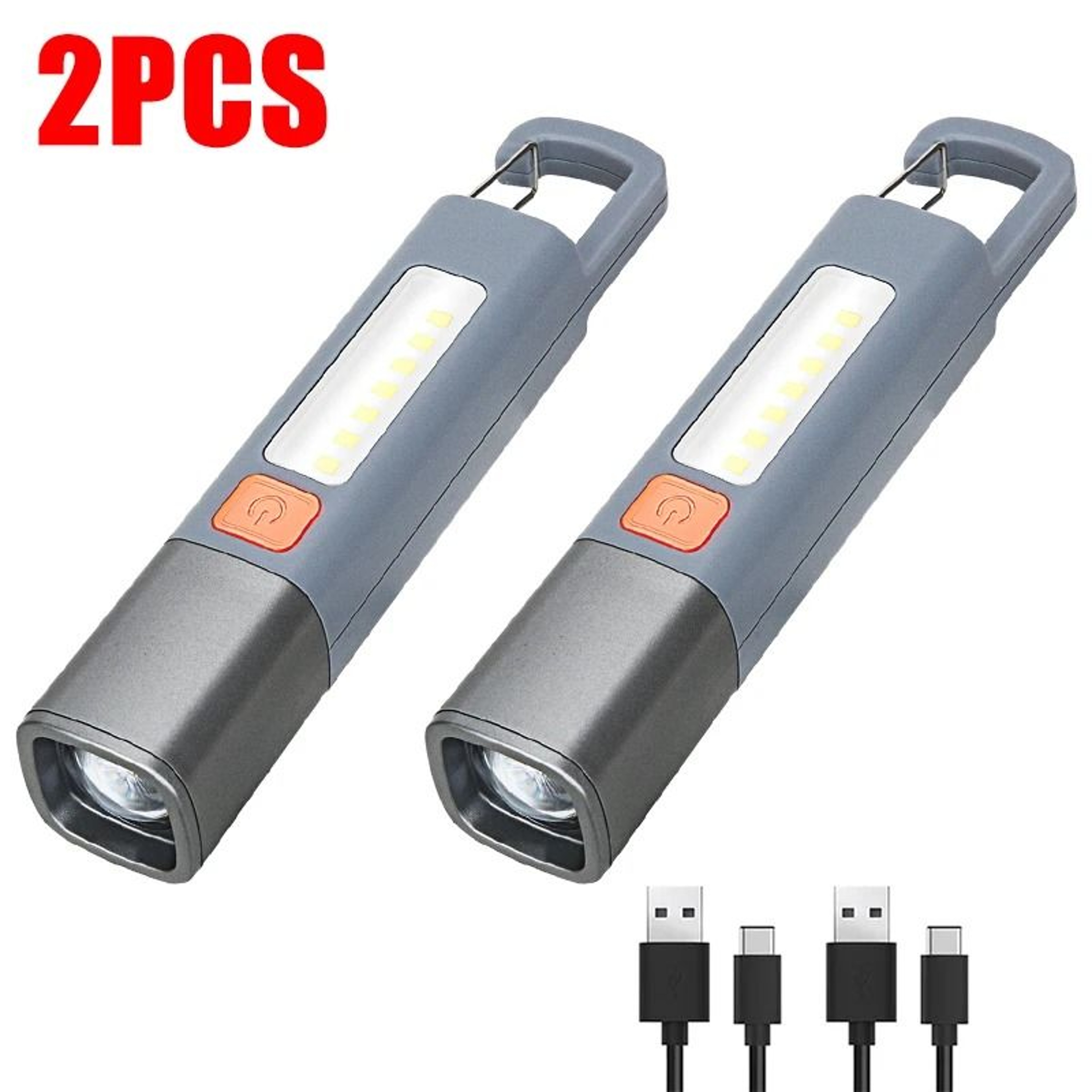 Rechargeable LED Flashlight With COB Side Light And Hanging Hook 8