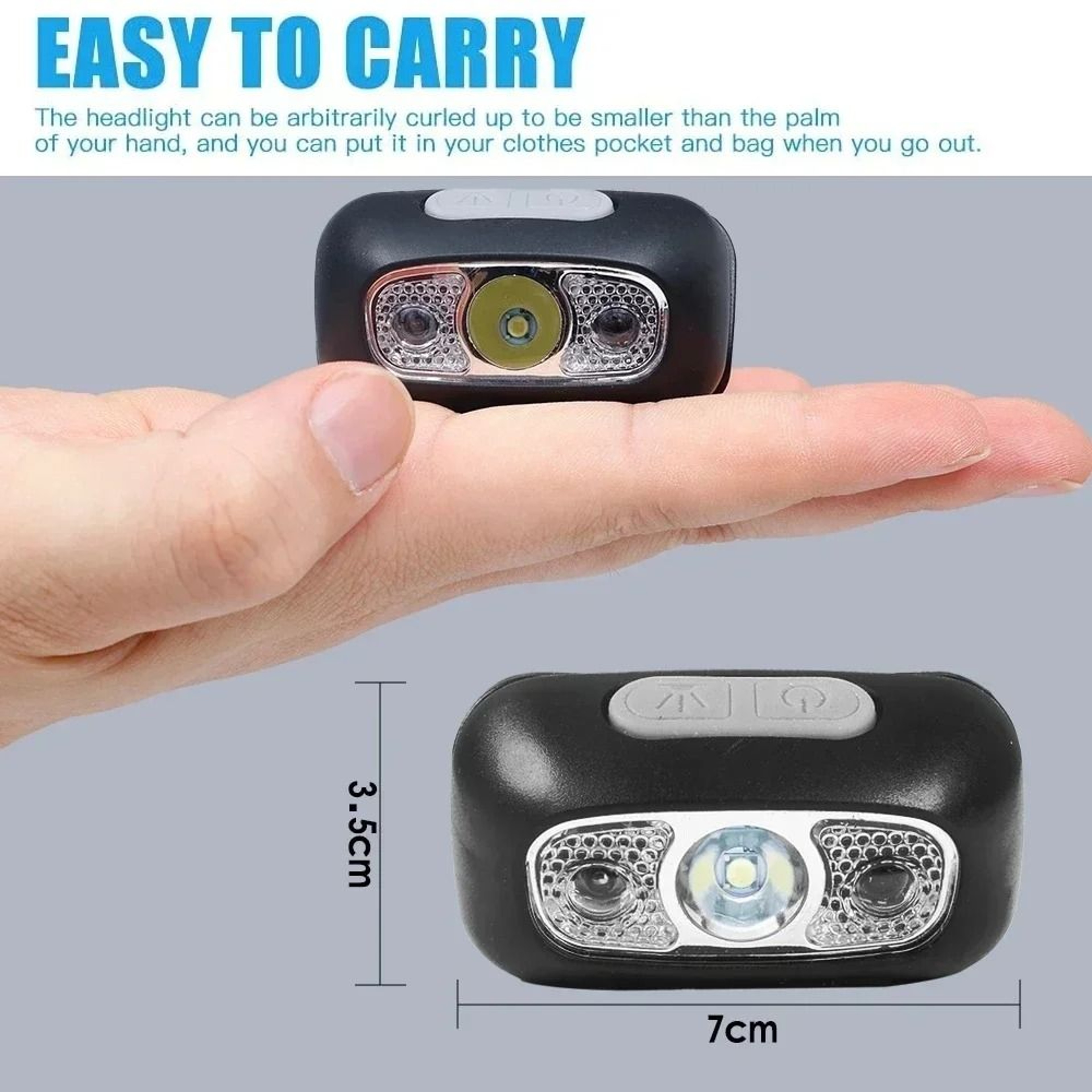 Mini LED Headlamp With Wave Sensor And USB Rechargeable Battery 3