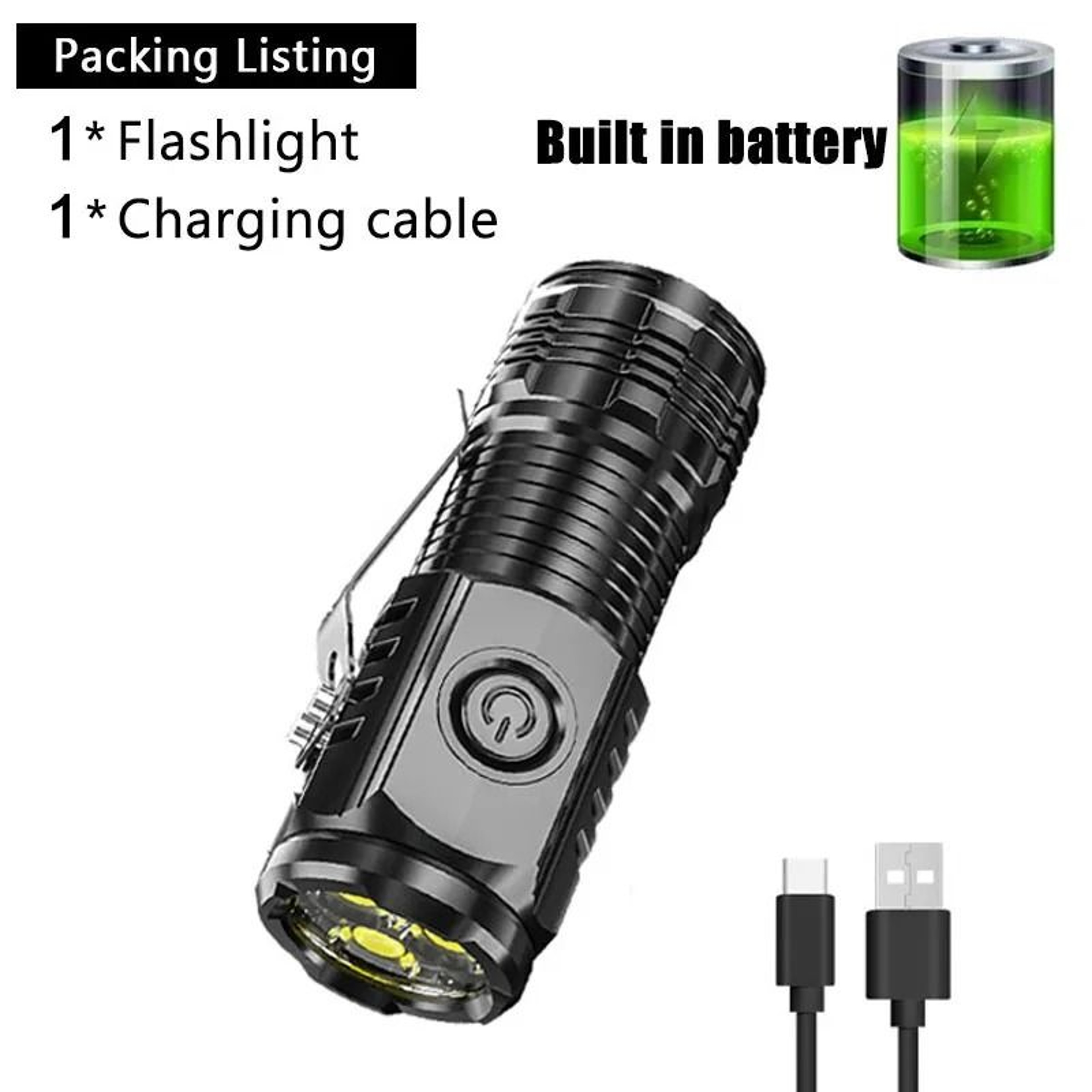 Mini LED Flashlight With Pen Clip And Magnetic Base USB Rechargeable 6