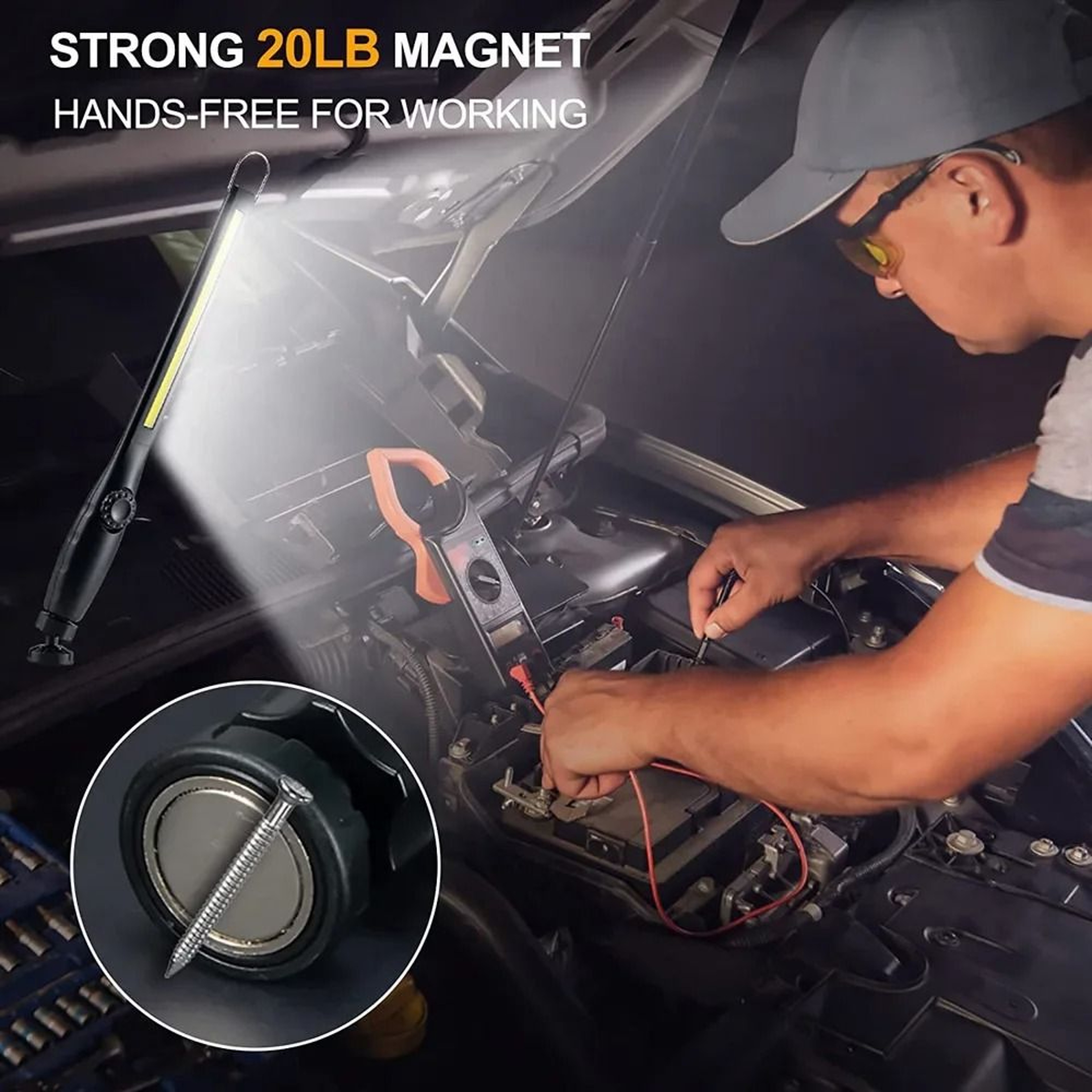 COB LED Magnetic Work Light USB Rechargeable Inspection And Camping Lamp 3