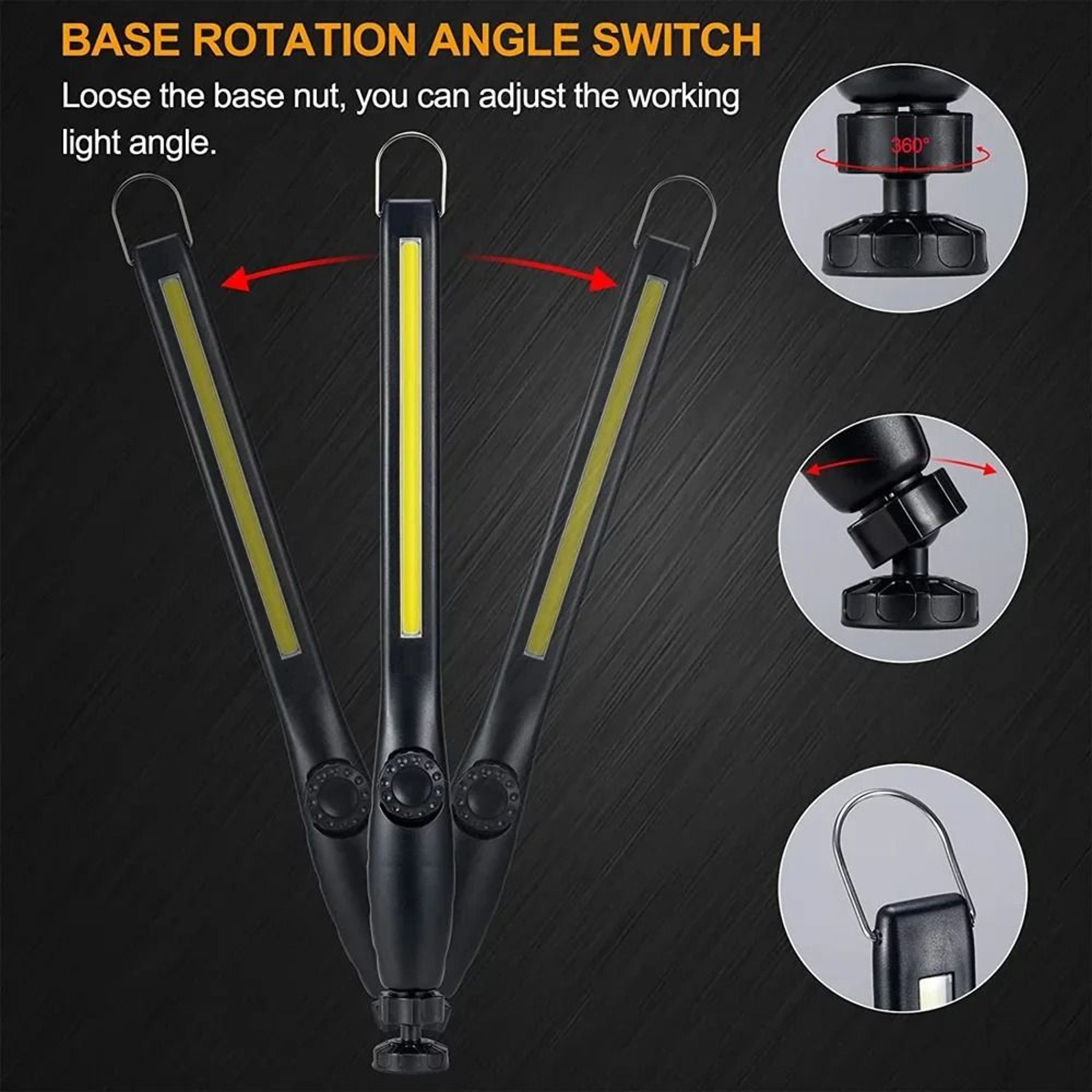 COB LED Magnetic Work Light USB Rechargeable Inspection And Camping Lamp 4
