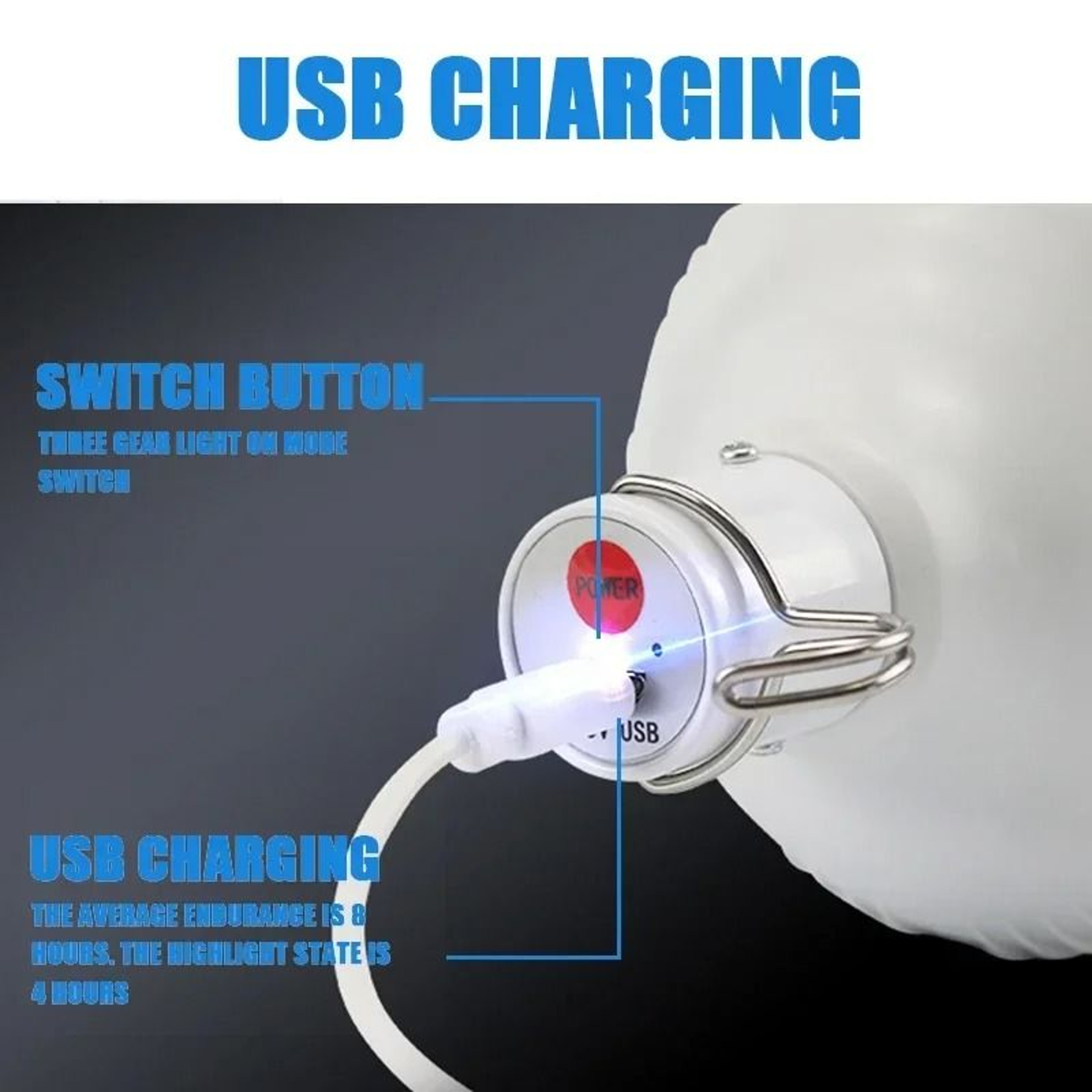 USB Rechargeable Camping Light LED Lantern Portable Emergency Bulb Lamp 3