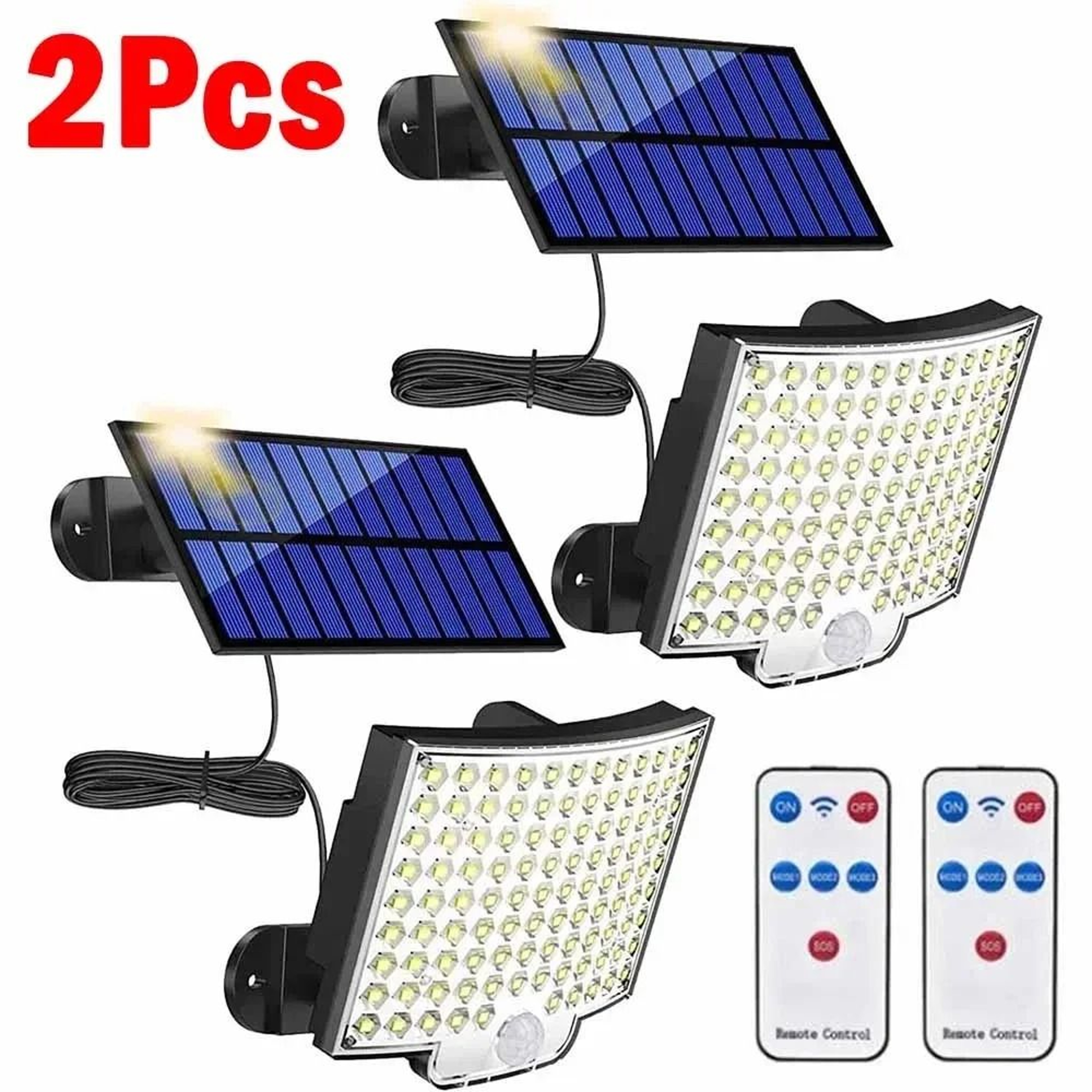 106 LED Solar Motion Sensor Flood Light With Separate Panel For Outdoor Use 11