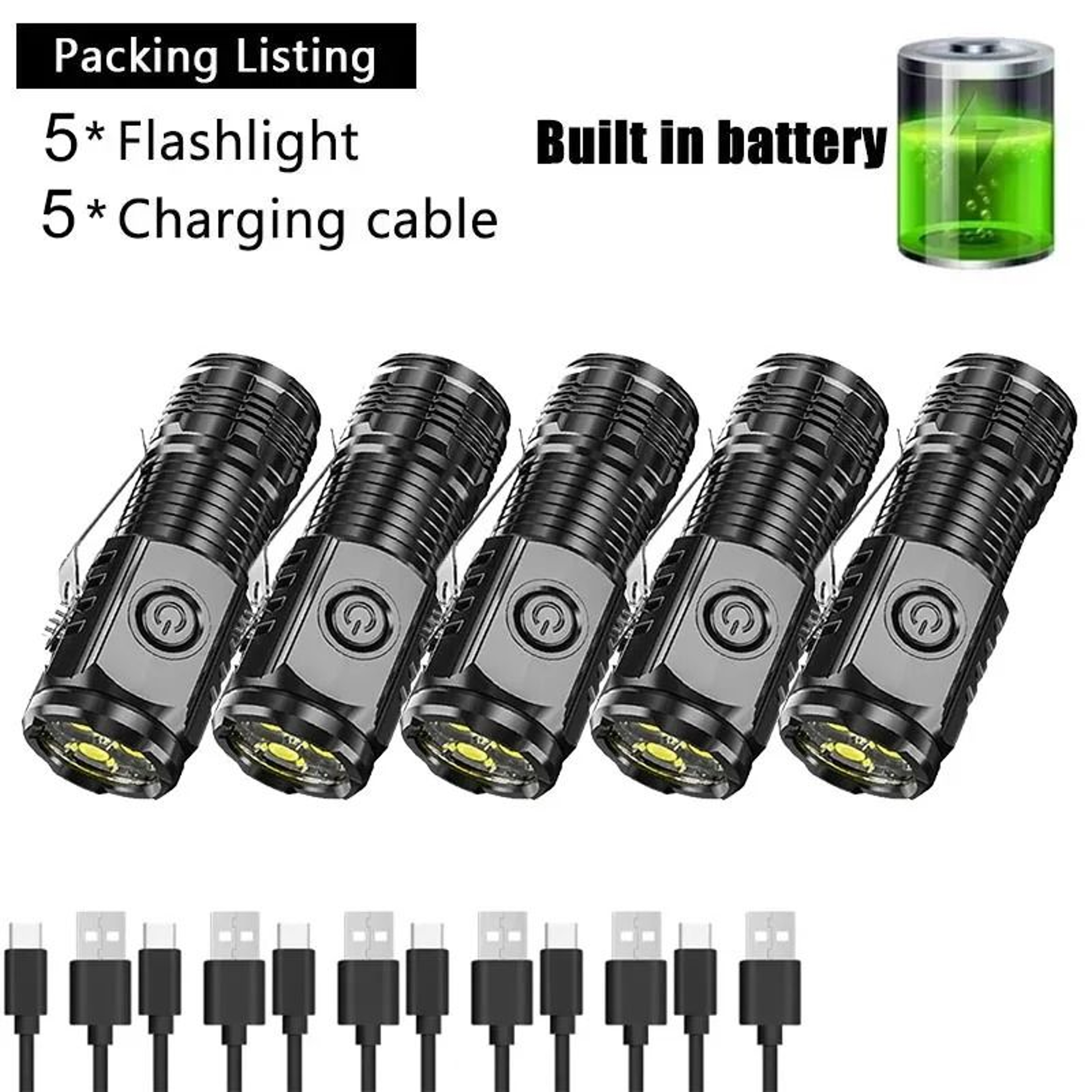 Super Bright Mini LED Flashlight With Pen Clip And USB Rechargeable Battery 9