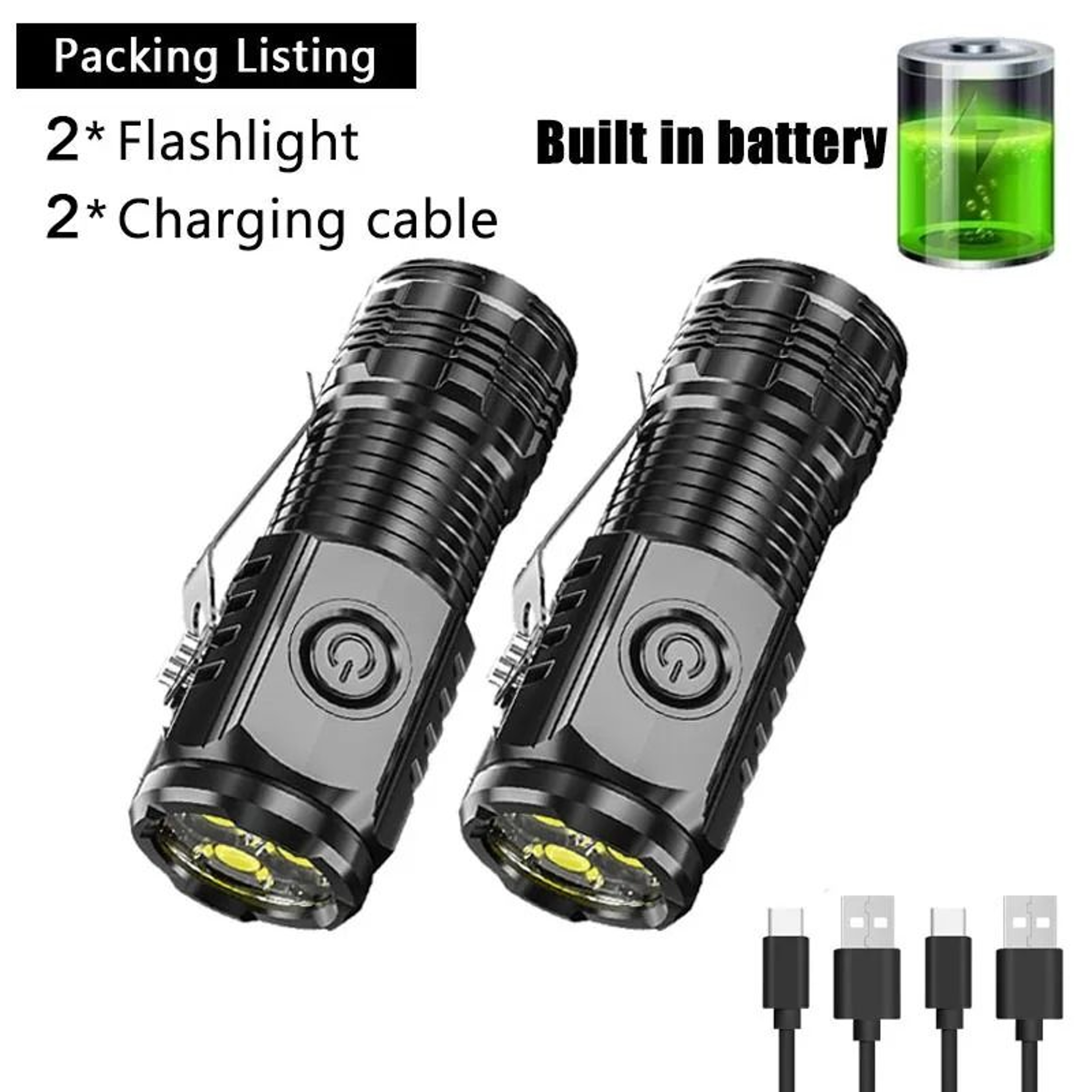 Super Bright Mini LED Flashlight With Pen Clip And USB Rechargeable Battery 7