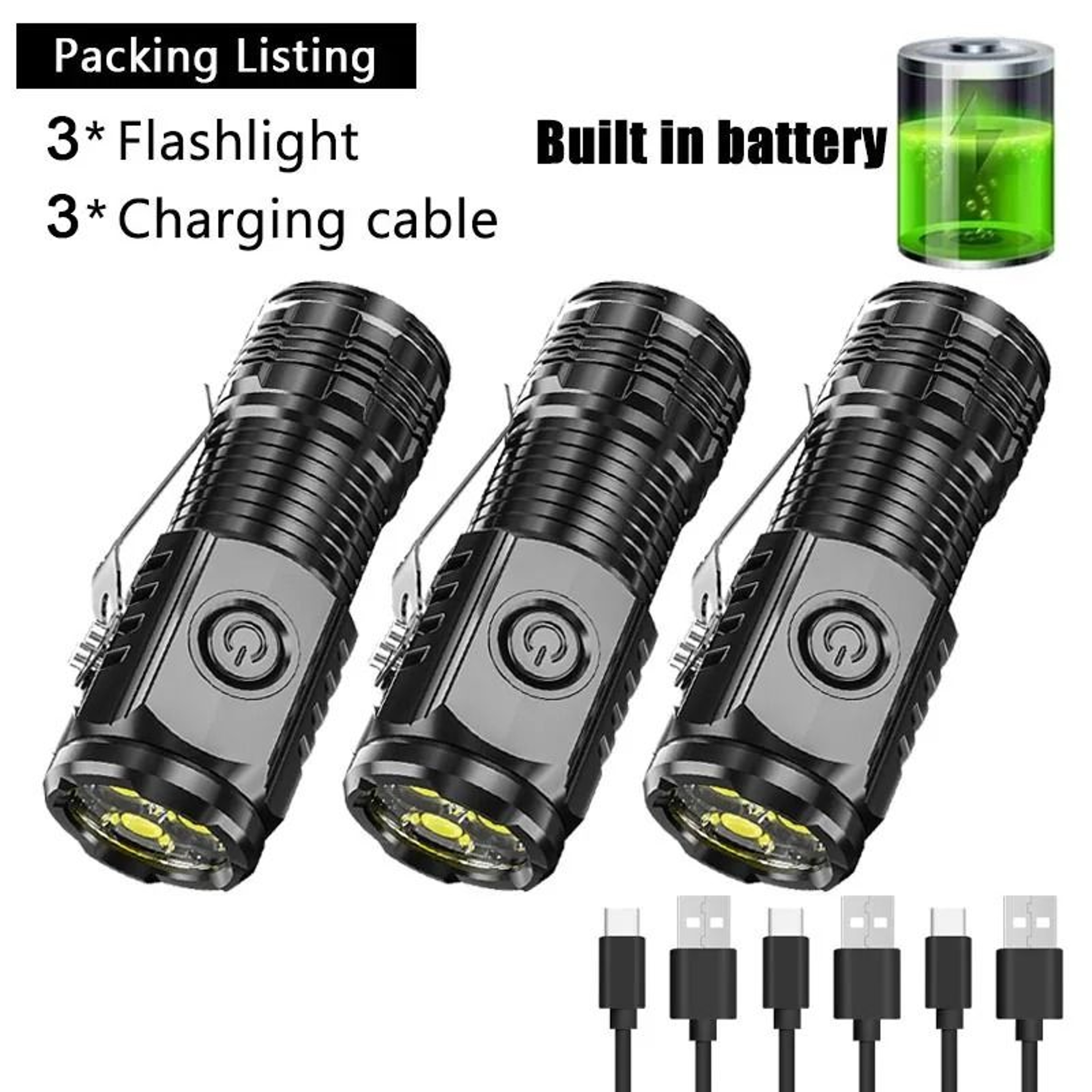 Super Bright Mini LED Flashlight With Pen Clip And USB Rechargeable Battery 8