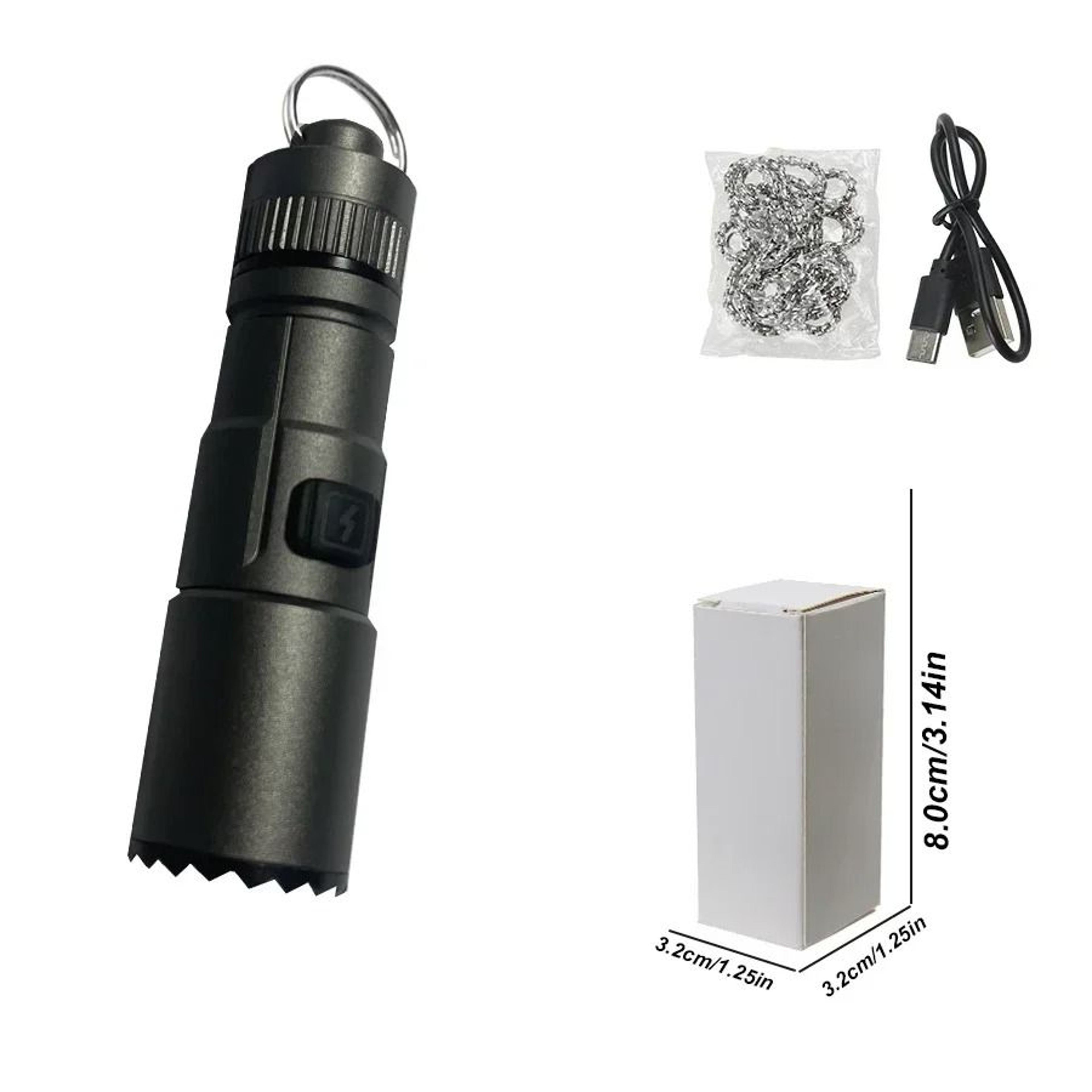 Multifunctional Mini Rechargeable Flashlight With Telescopic Zoom And Keychain Ring 8