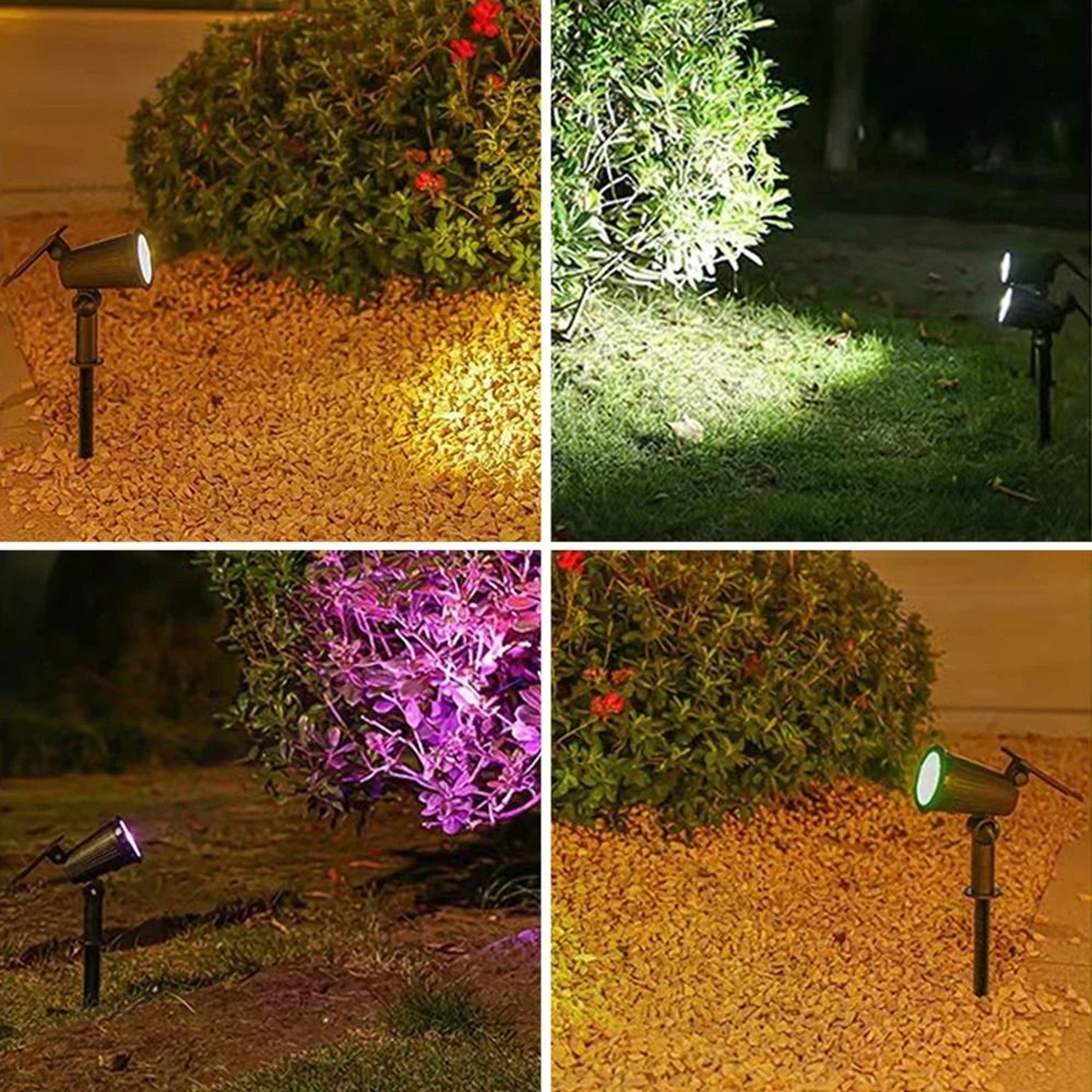 RGB Solar Spotlight Outdoor Garden Light With Adjustable Angle And Ground Stake 5