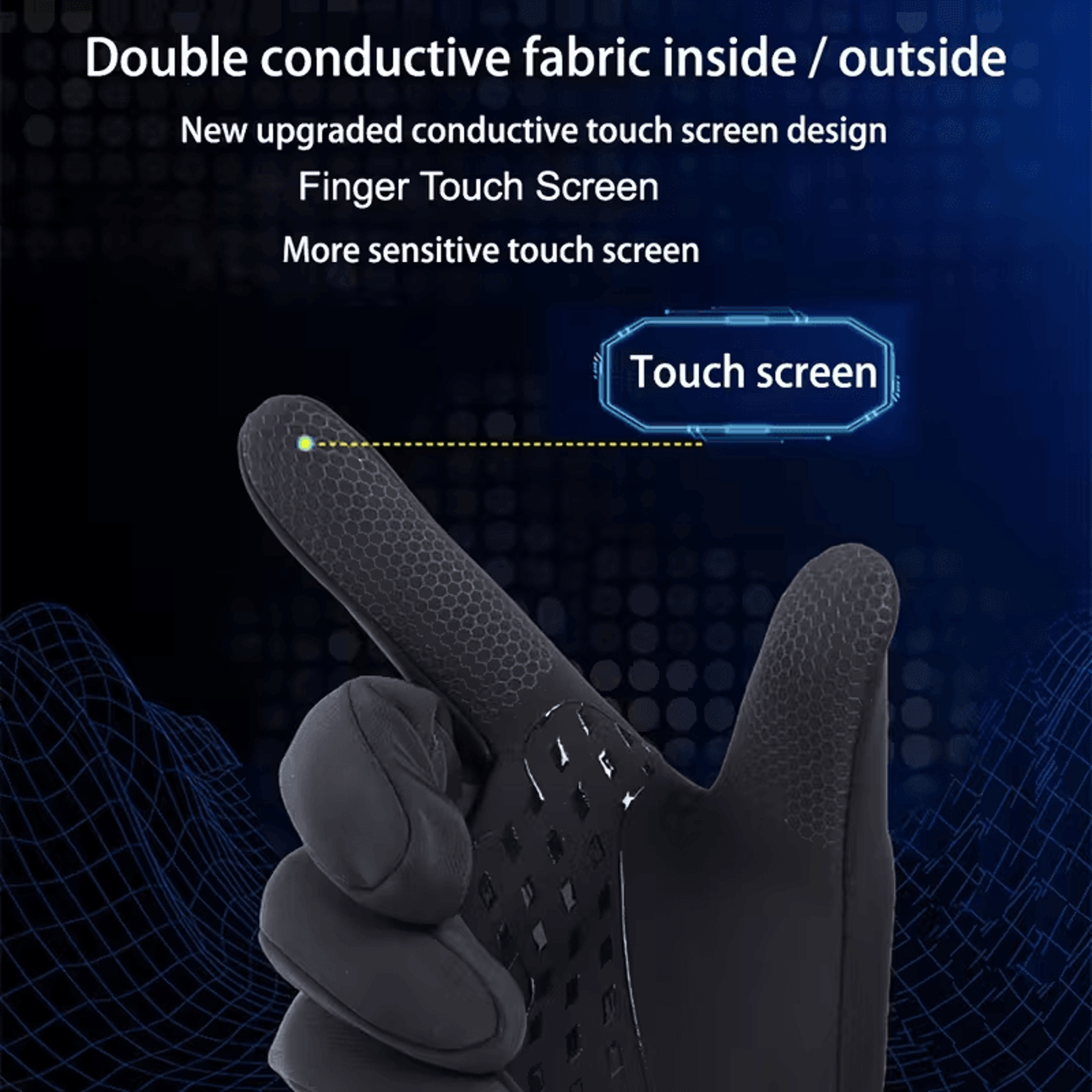 Black thermal gloves in icy conditions