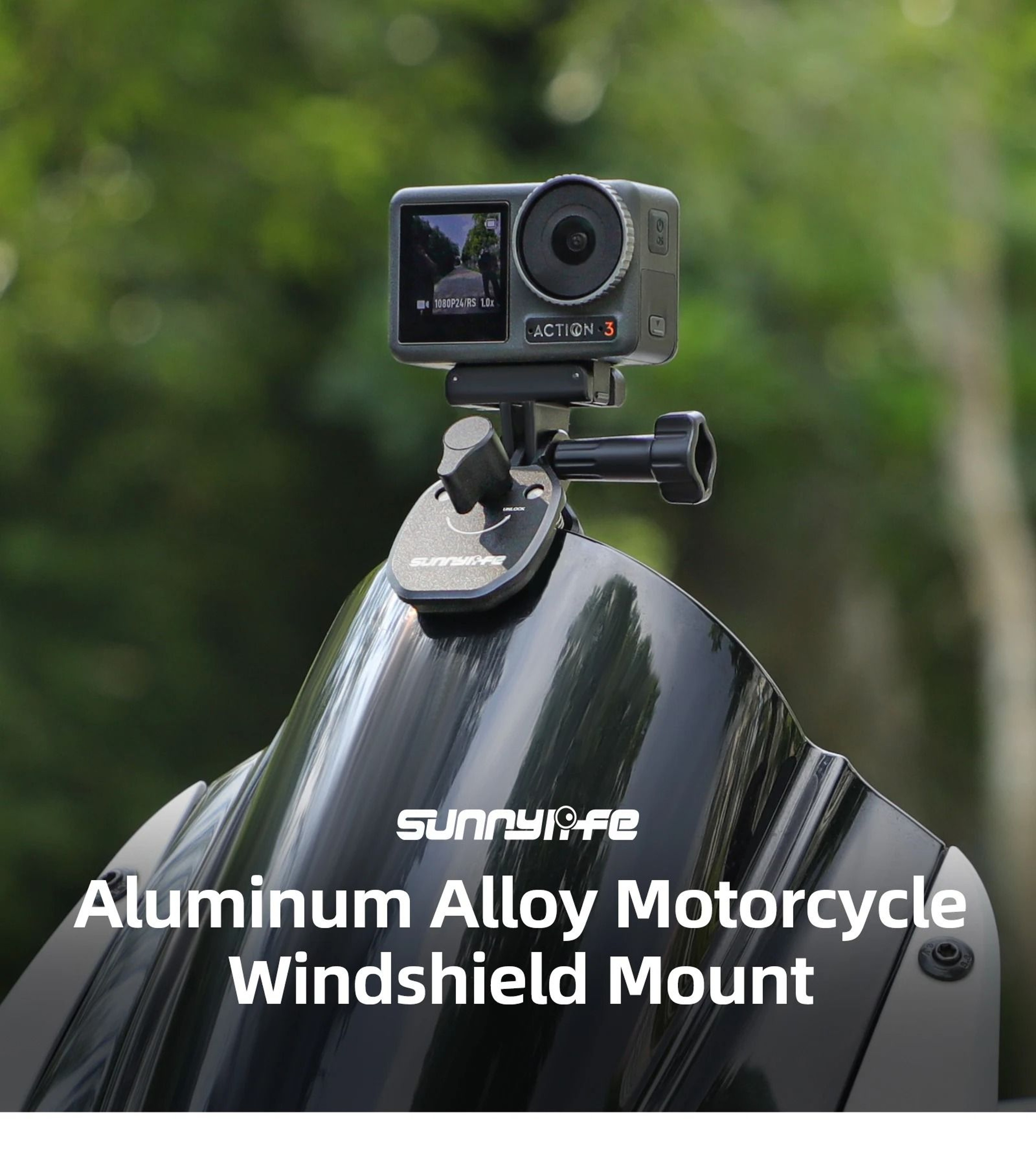 Motorcycle Windshield Mount Aluminum Alloy Clip For DJI Osmo Nano And Action Cameras 2