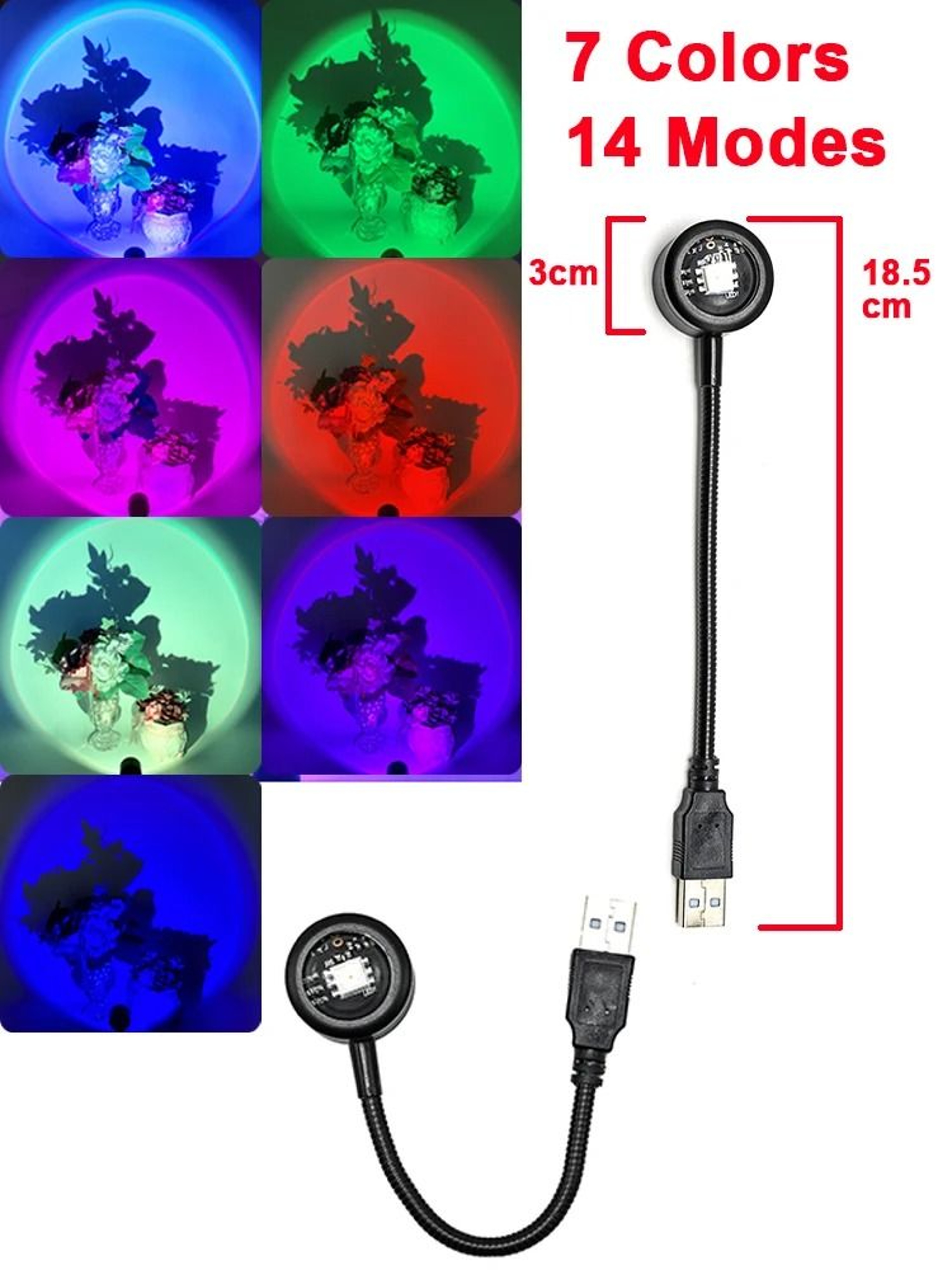 USB Sunset Projector Lamp With Adjustable Head For Mood Lighting 9
