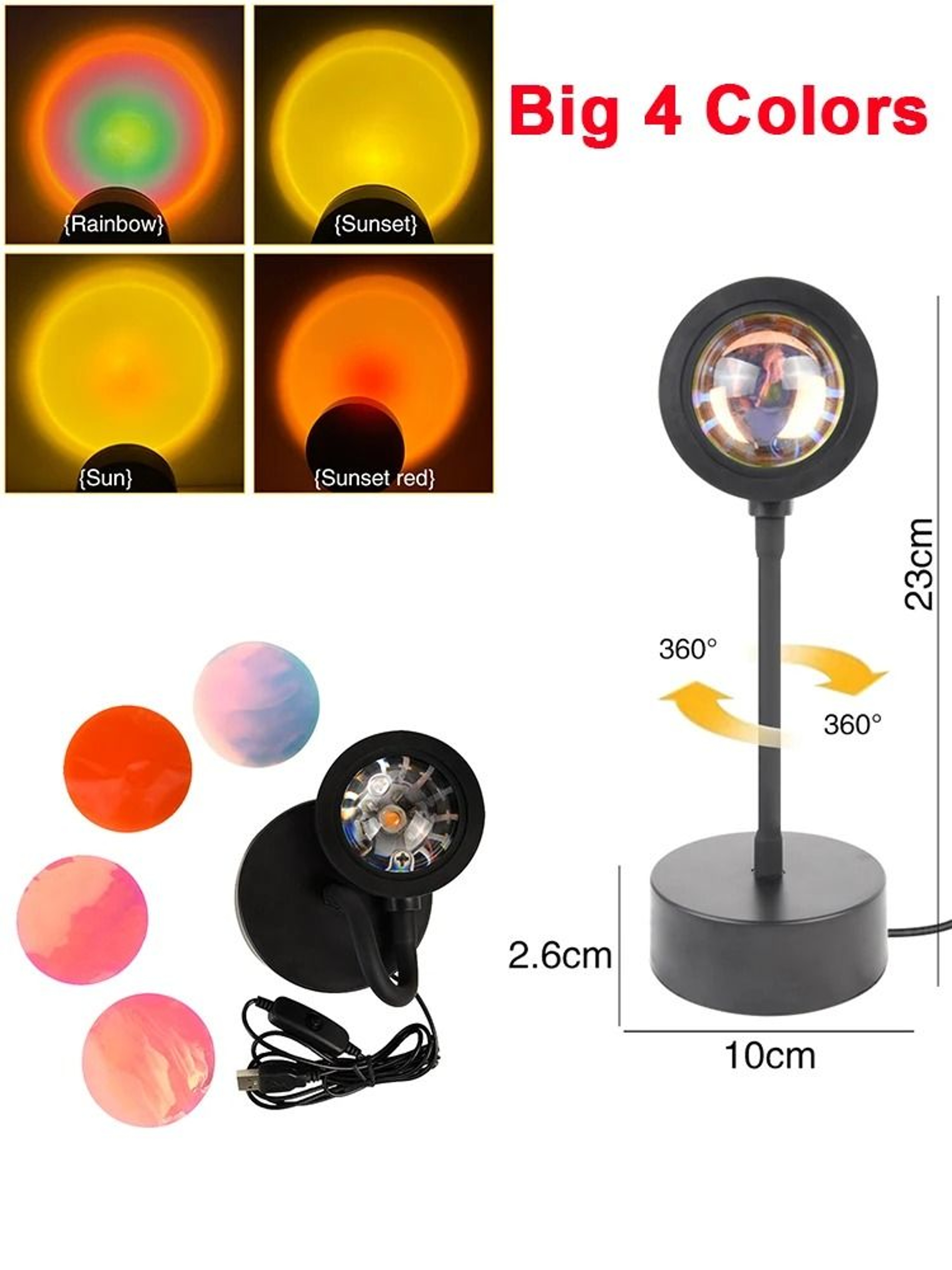 USB Sunset Projector Lamp With Adjustable Head For Mood Lighting 10