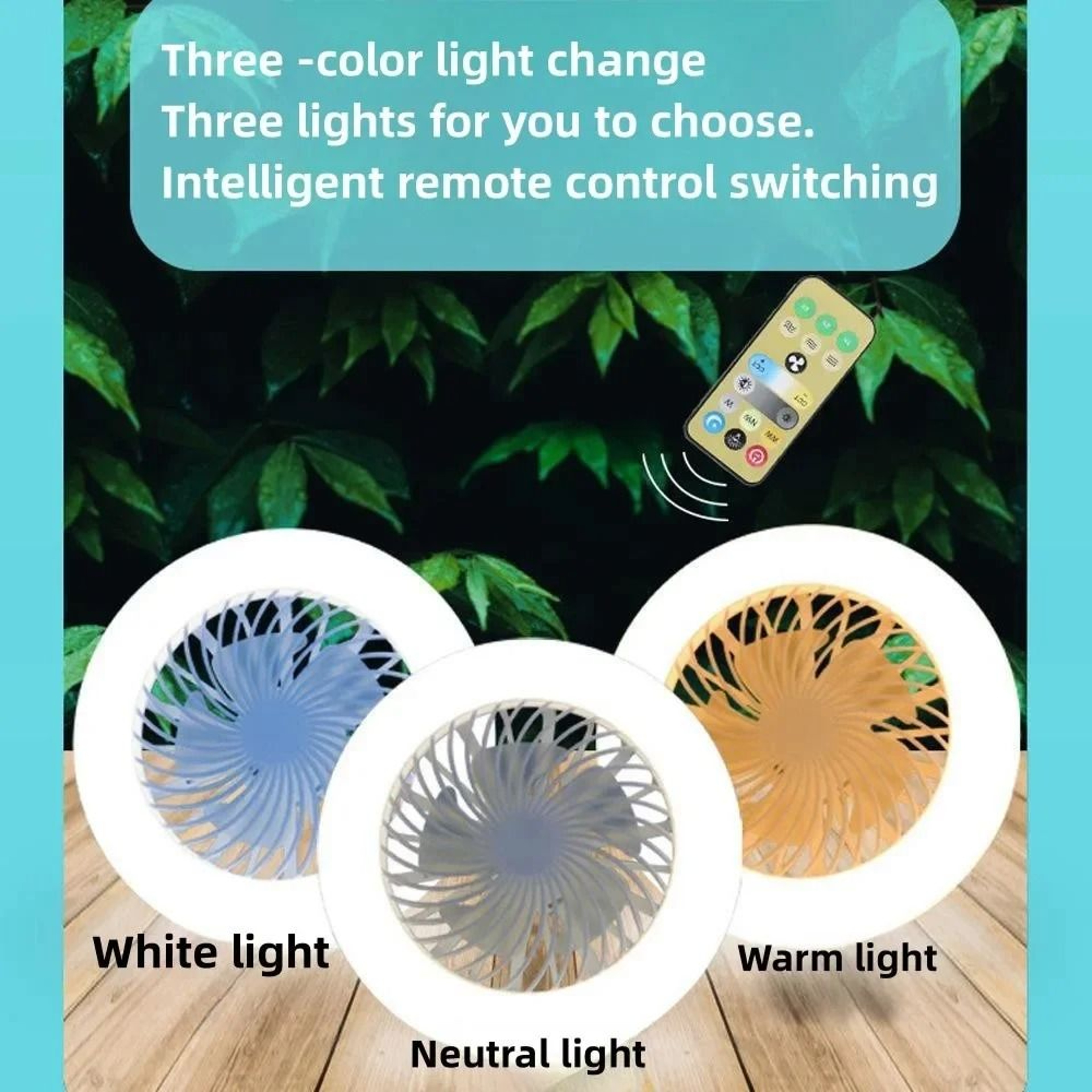 Silent Ceiling Fan With Light E27 Remote Control 30W LED Fan Lamp For Bedroom Kitchen Living Room 2