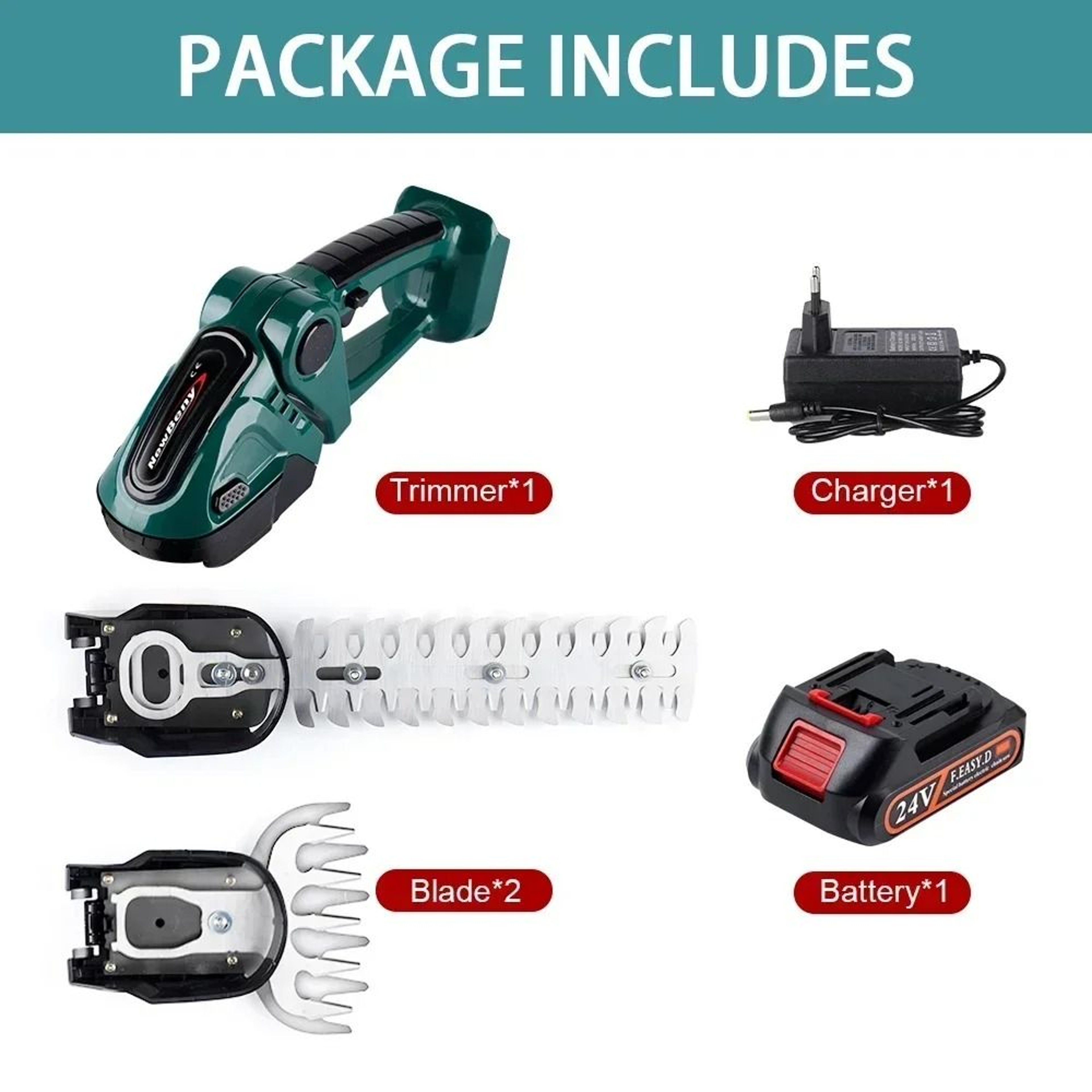 2 In 1 Cordless Electric Hedge Trimmer Rechargeable Handheld Garden Pruning Tool 11