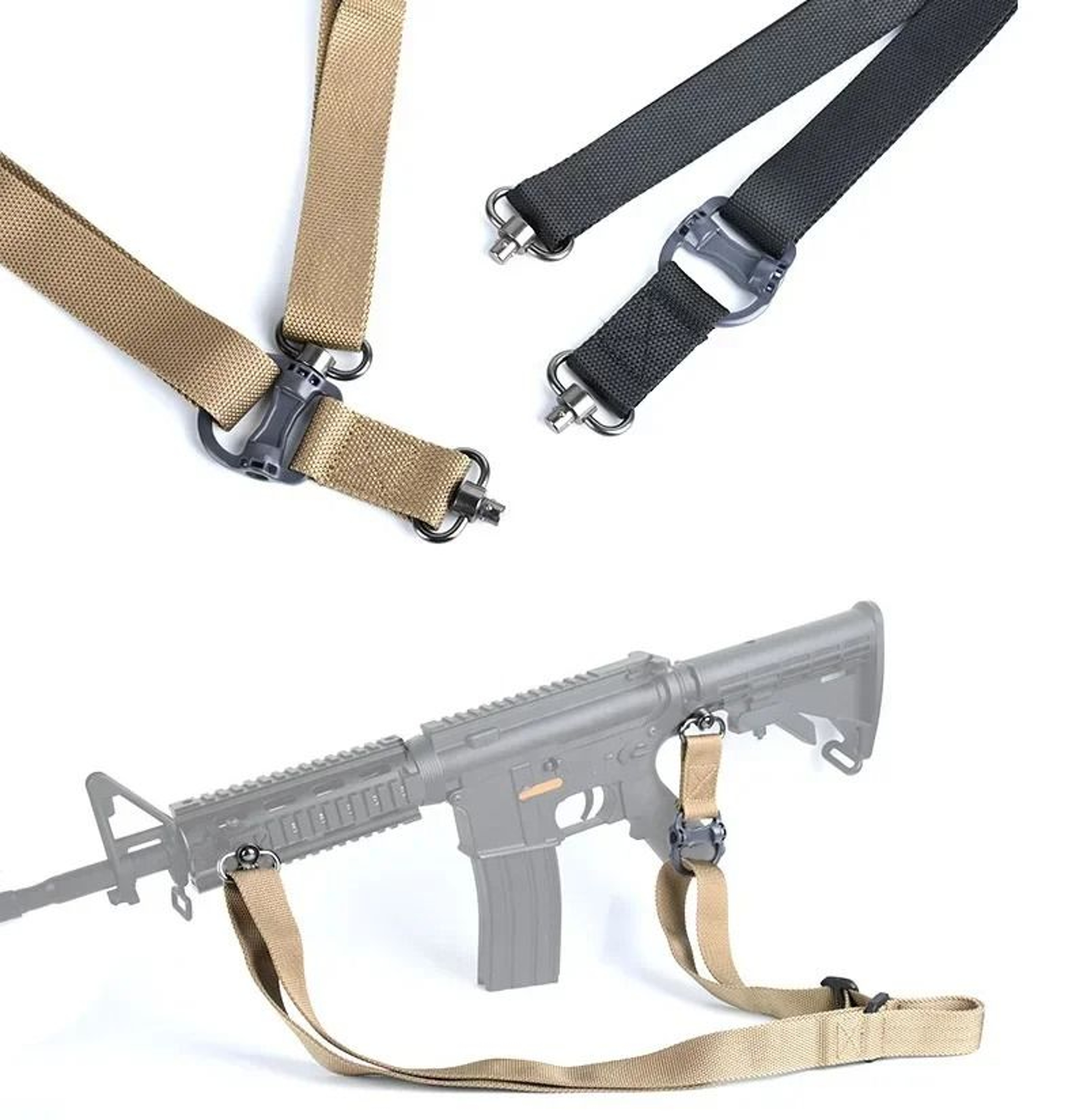 Adjustable Two Point Tactical Rifle Sling With Quick Release Swivel 3