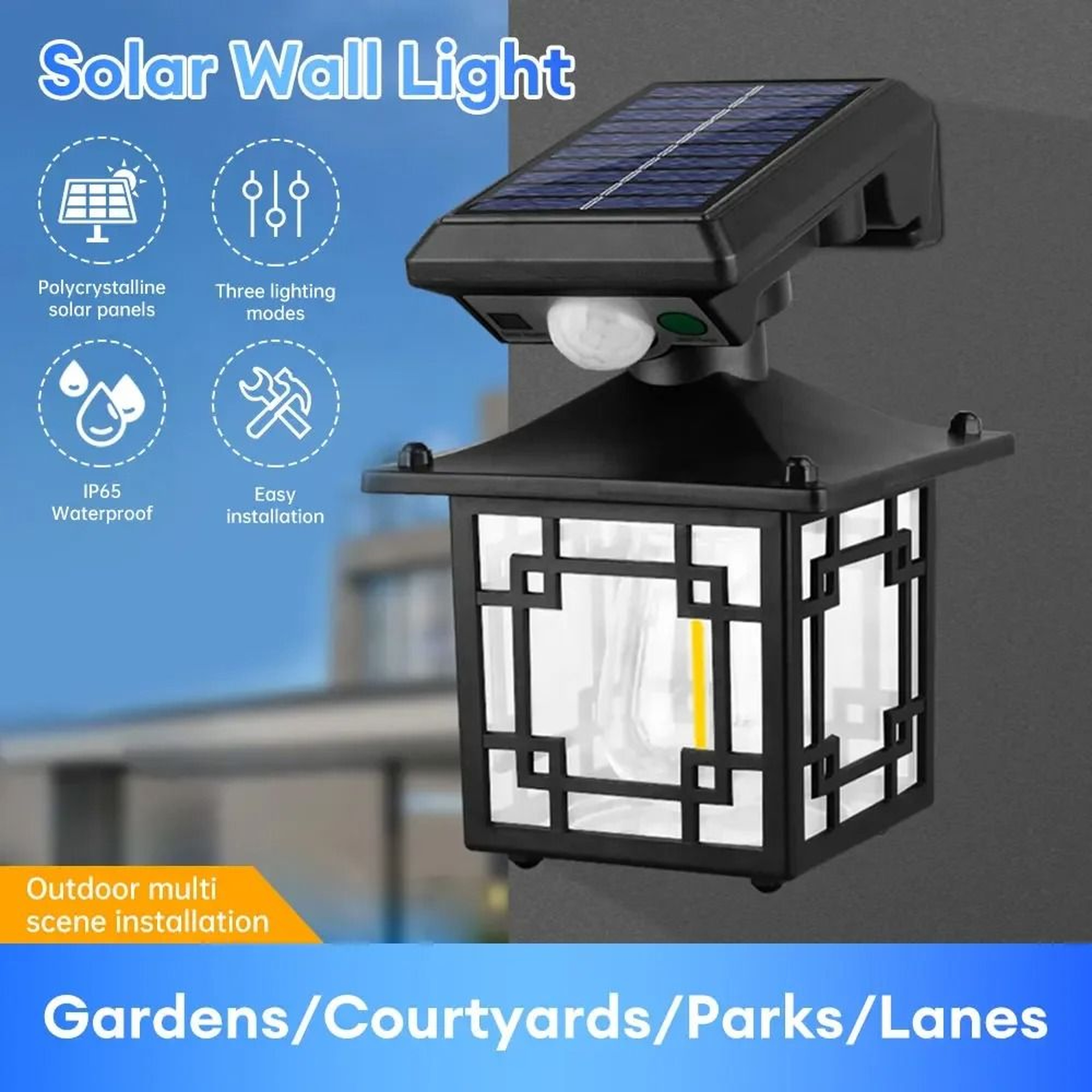 Retro Solar Motion Sensor Outdoor Wall Lamp Waterproof Garden Light 1