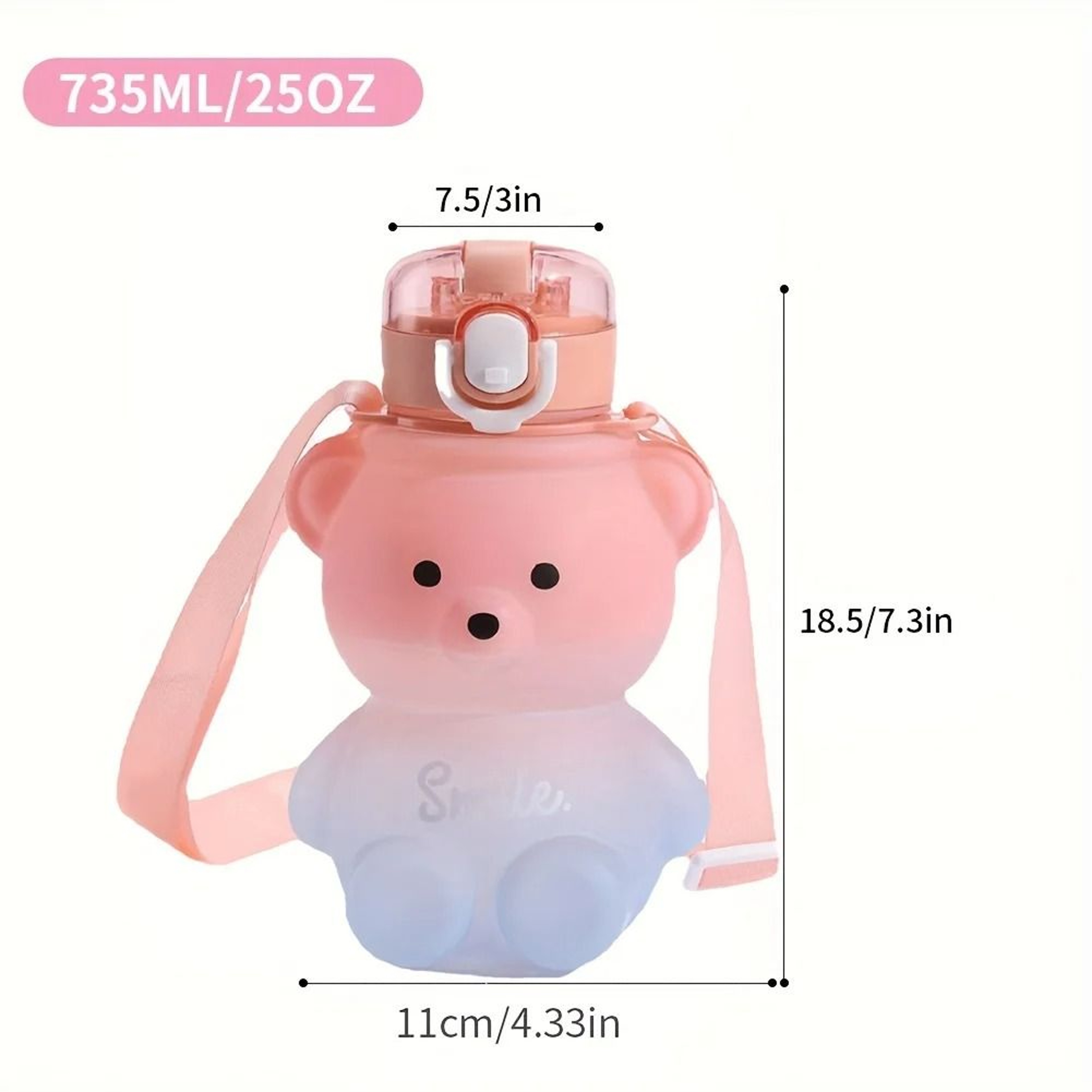 Bear Gradient Cute Large Capacity Straw Water Cup 4